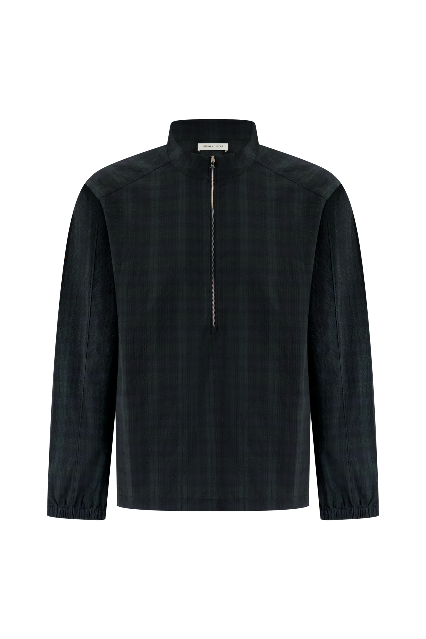 Literary Sport | Mens Long Sleeve Half Zip Running Jacket - Anton Jacket in Green Blackwatch Tartan