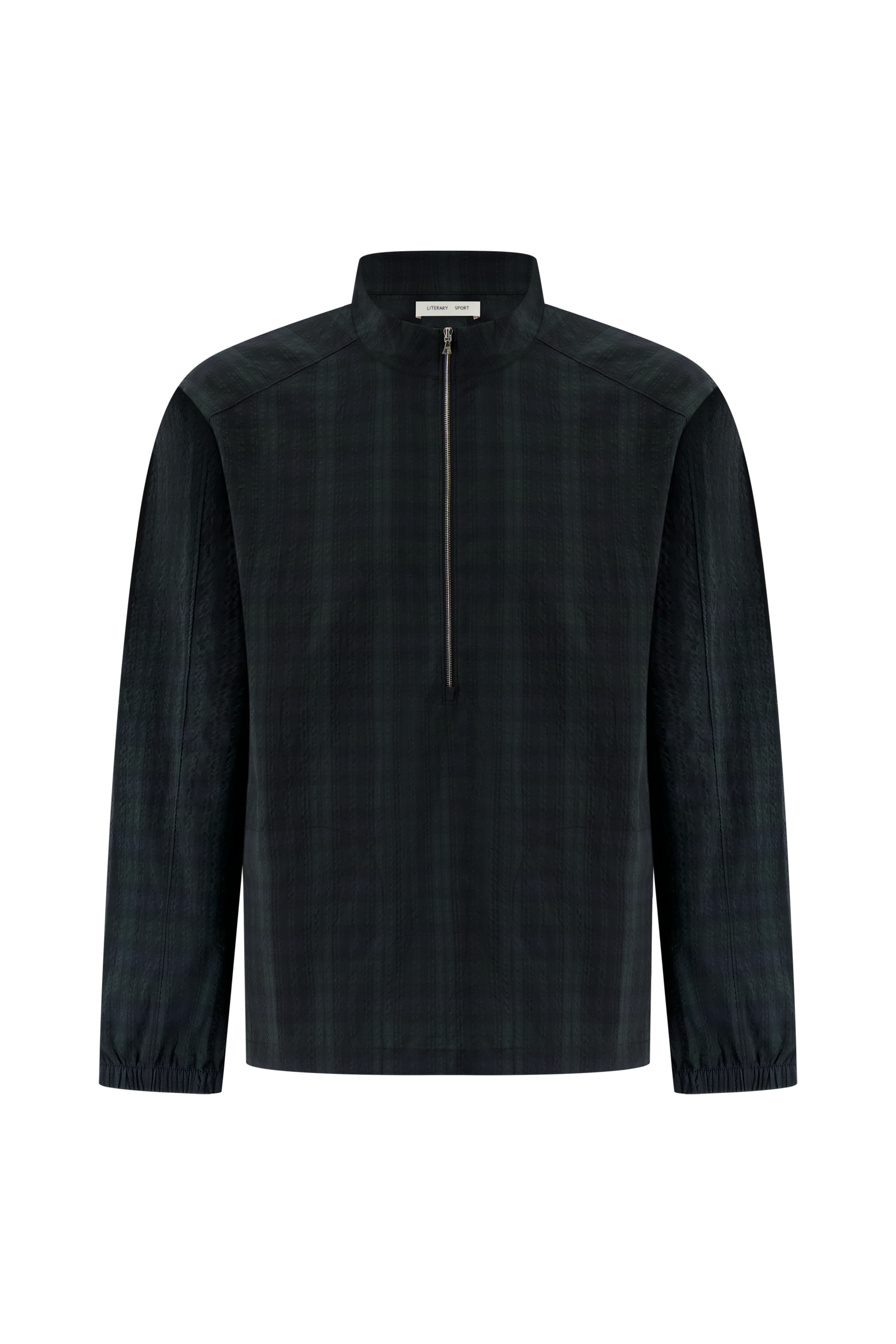 Literary Sport | Mens Long Sleeve Half Zip Running Jacket - Anton Jacket in Green Blackwatch Tartan