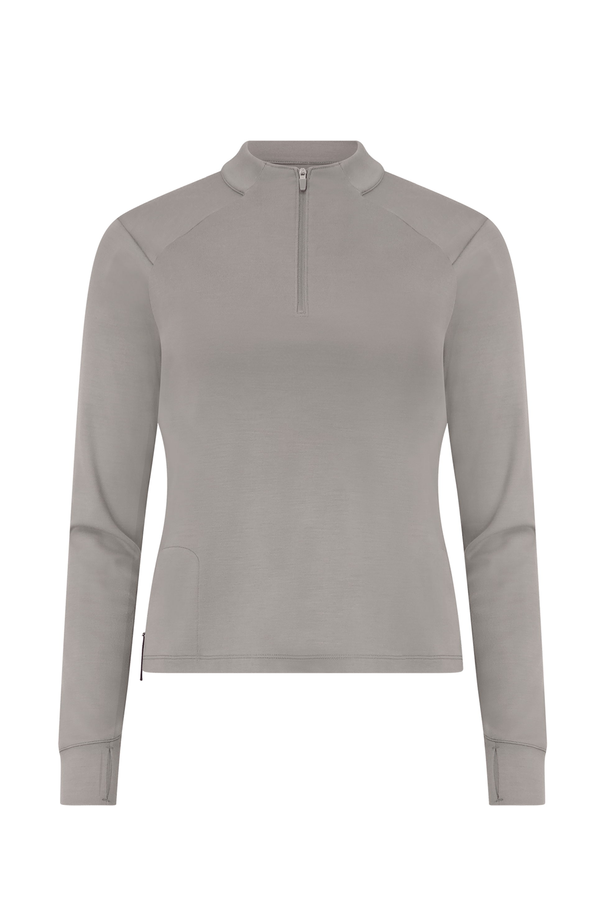 Literary Sport - Jorie Womens Long Sleeve Quarter Zip Running T-Shirt - Grey