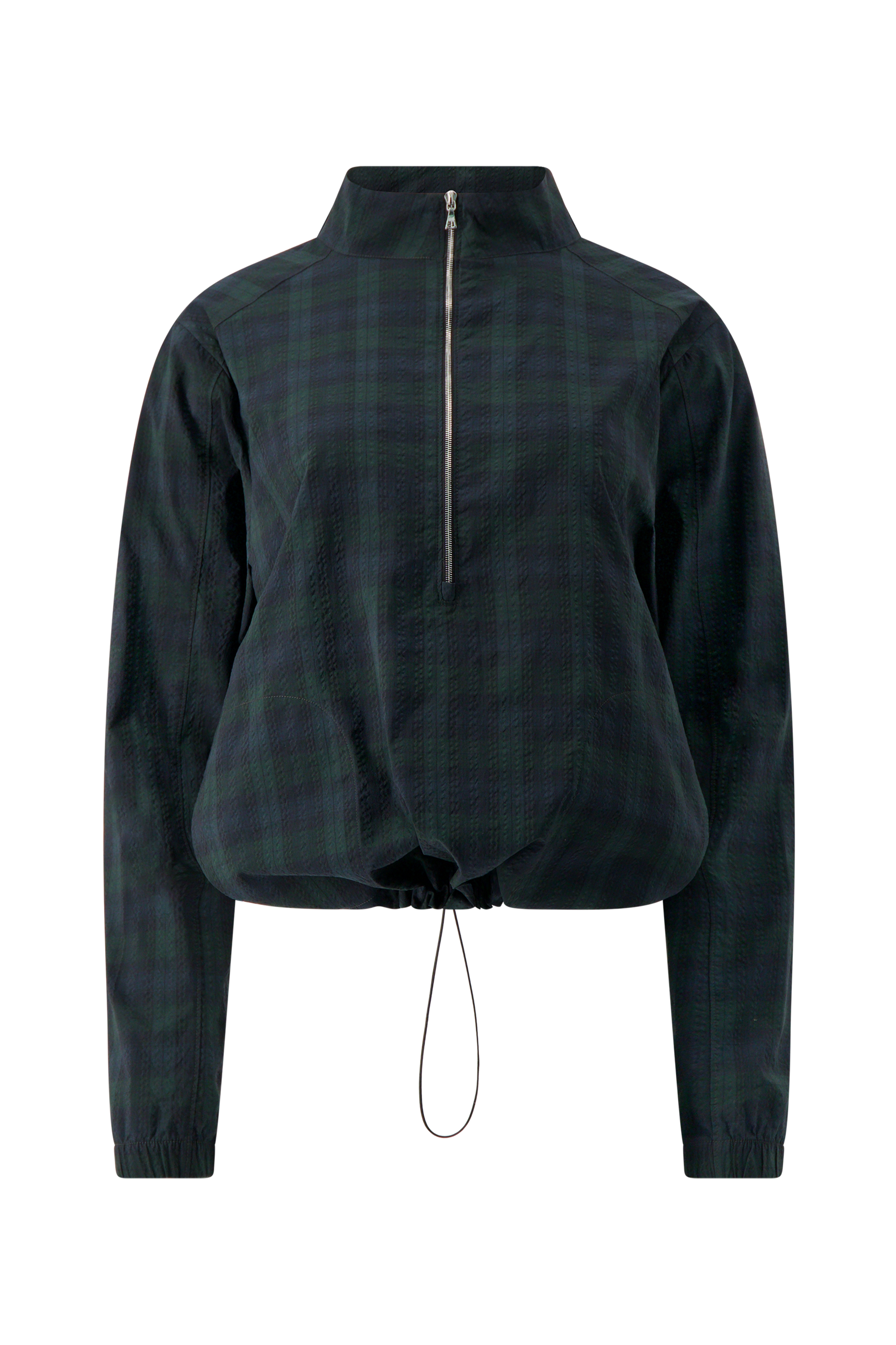 Literary Sport | Women's Long Sleeve Half-Zip Running Jacket - Virgina Half Zip in Green Blackwatch Tartan