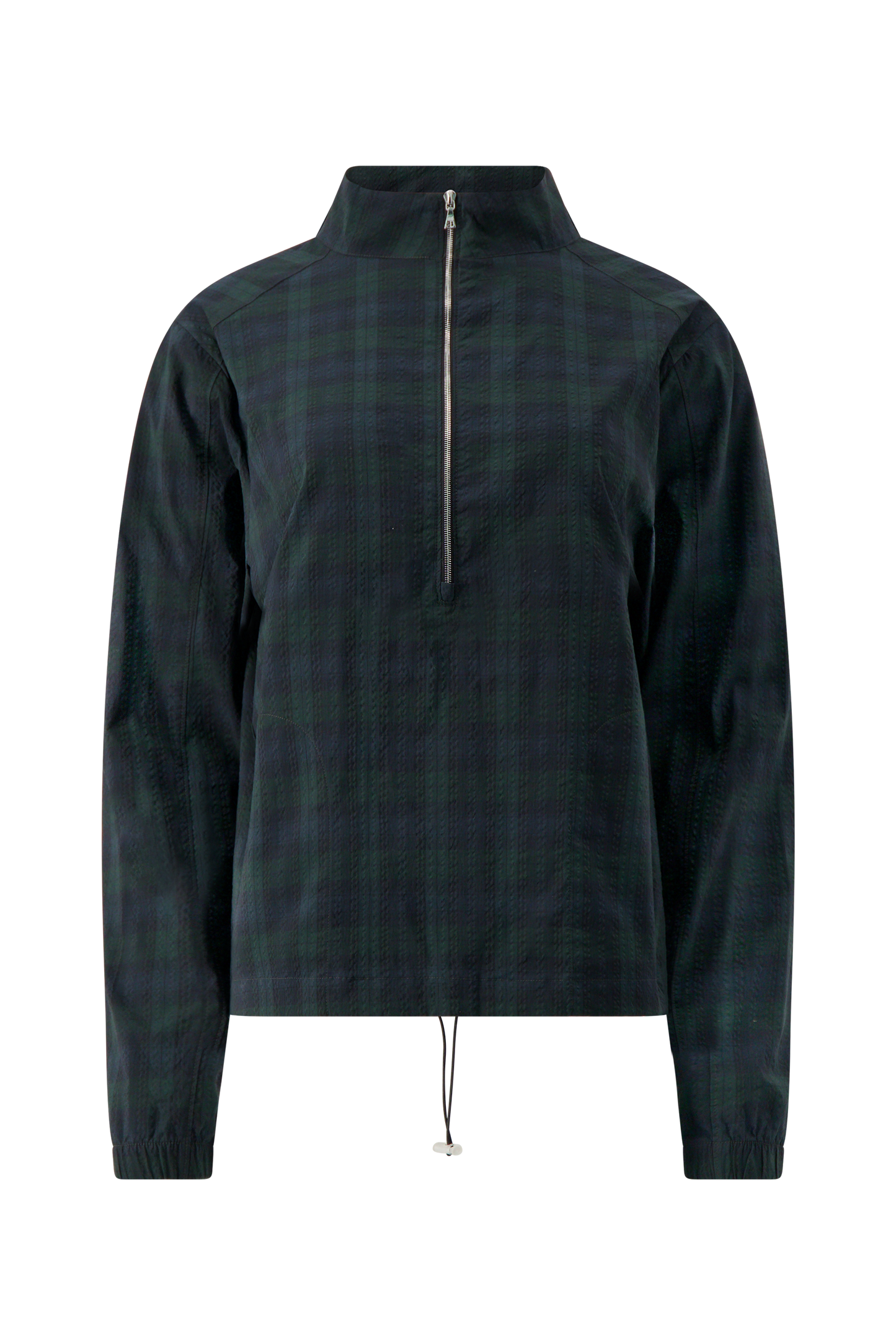Literary Sport | Women's Long Sleeve Half-Zip Running Jacket - Virgina Half Zip in Green Blackwatch Tartan