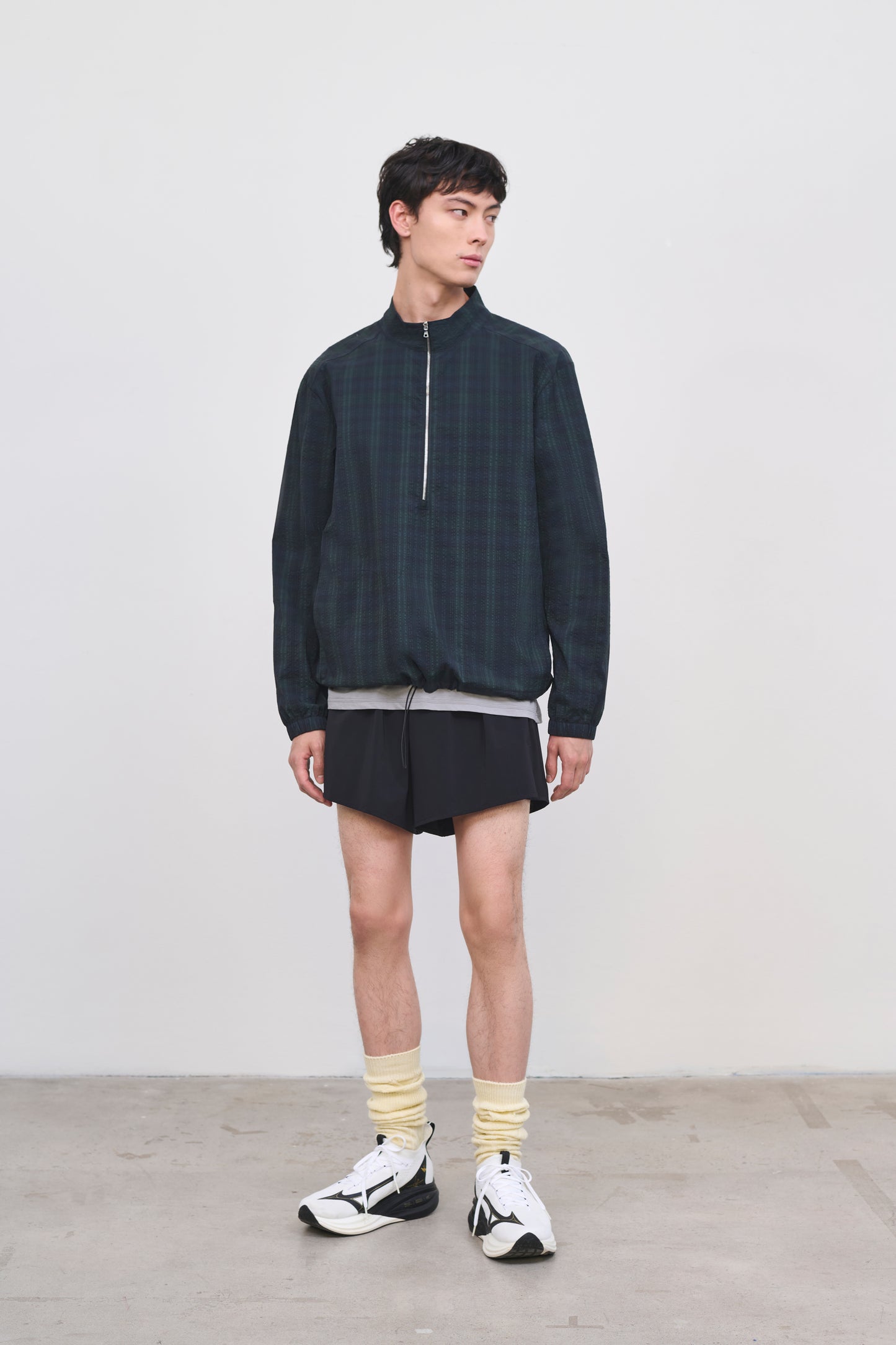 Literary Sport | Mens Long Sleeve Half Zip Running Jacket - Anton Jacket in Green Blackwatch Tartan