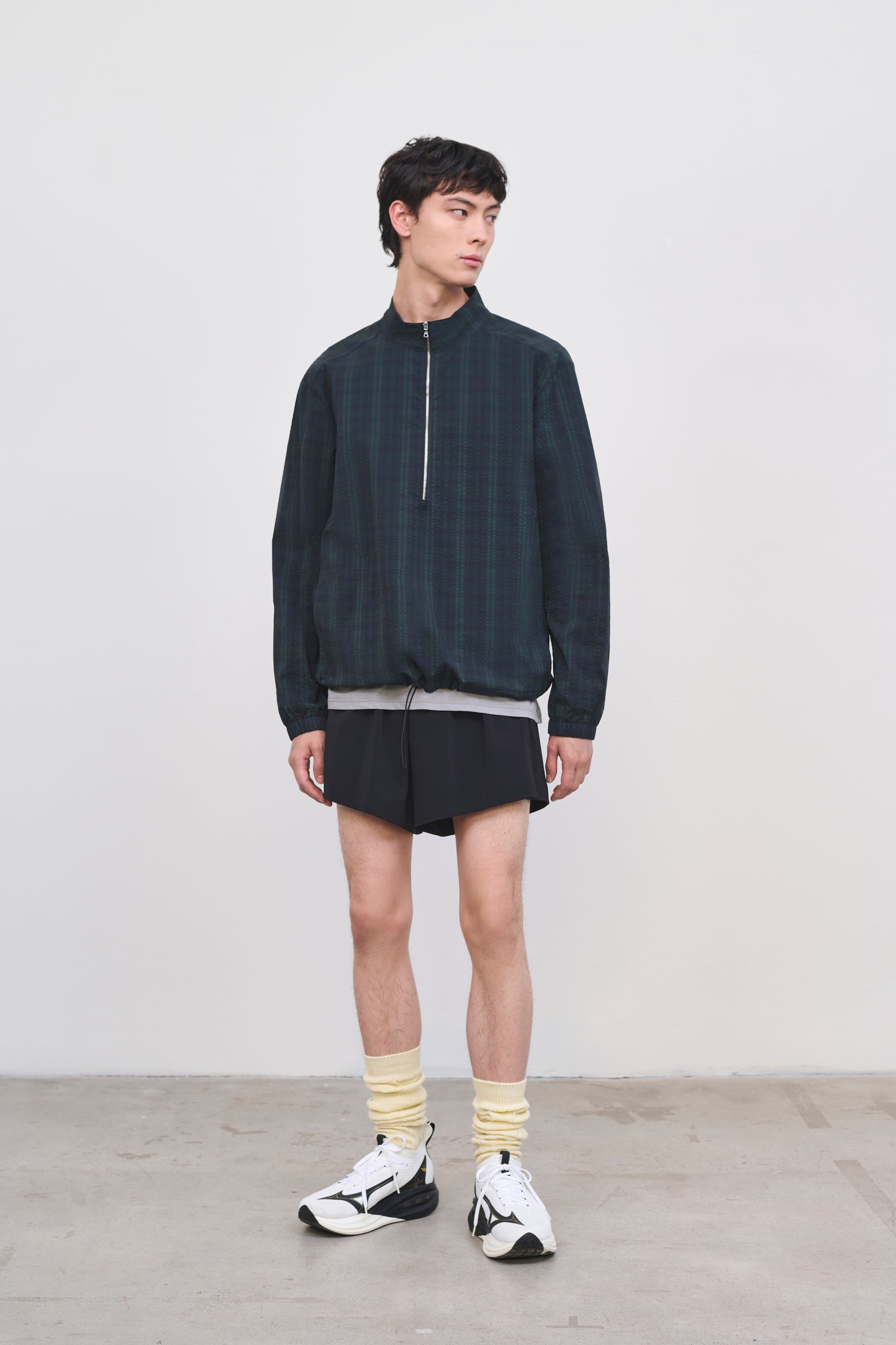 Literary Sport | Mens Long Sleeve Half Zip Running Jacket - Anton Jacket in Green Blackwatch Tartan
