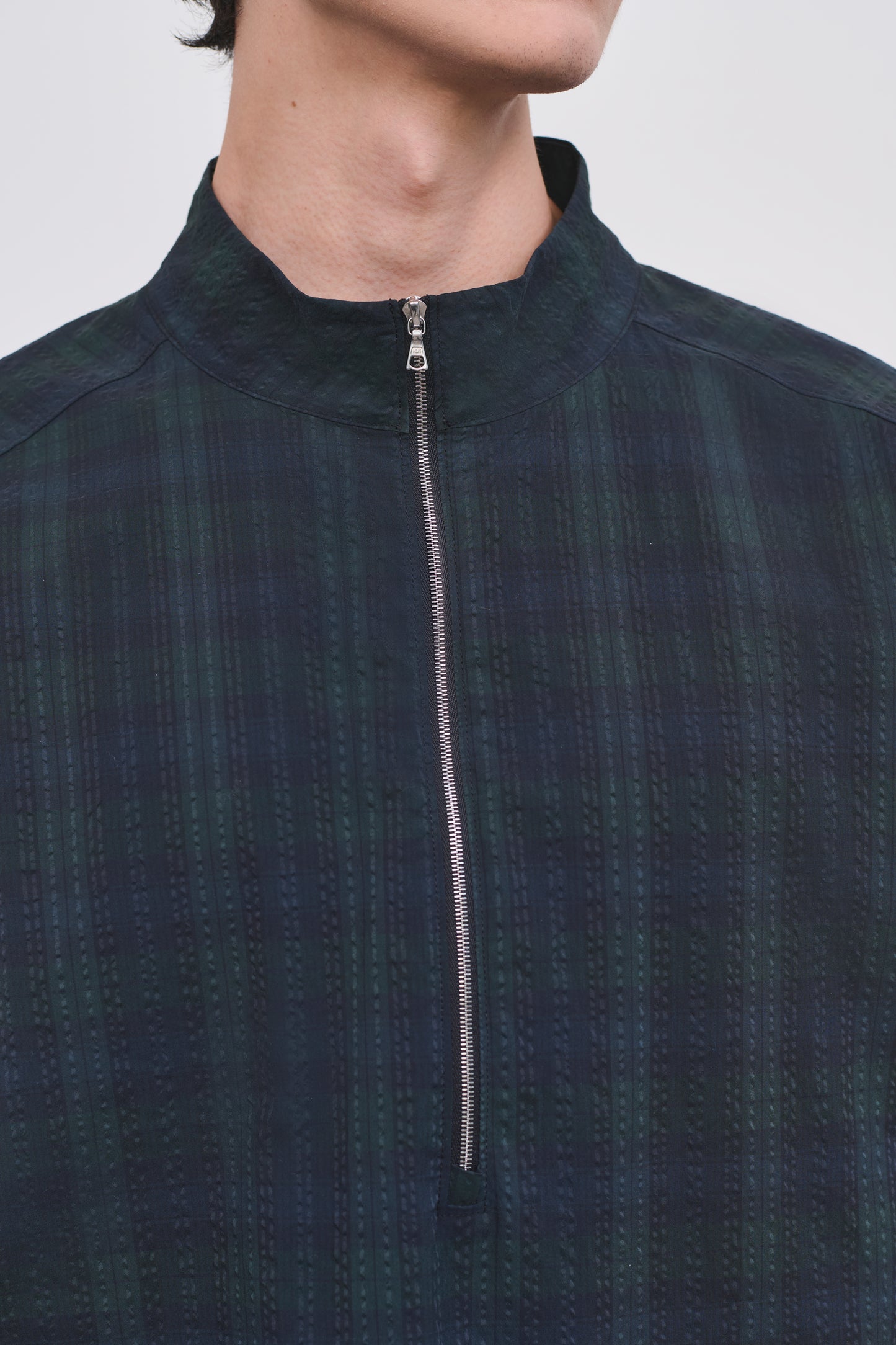 Literary Sport | Mens Long Sleeve Half Zip Running Jacket - Anton Jacket in Green Blackwatch Tartan