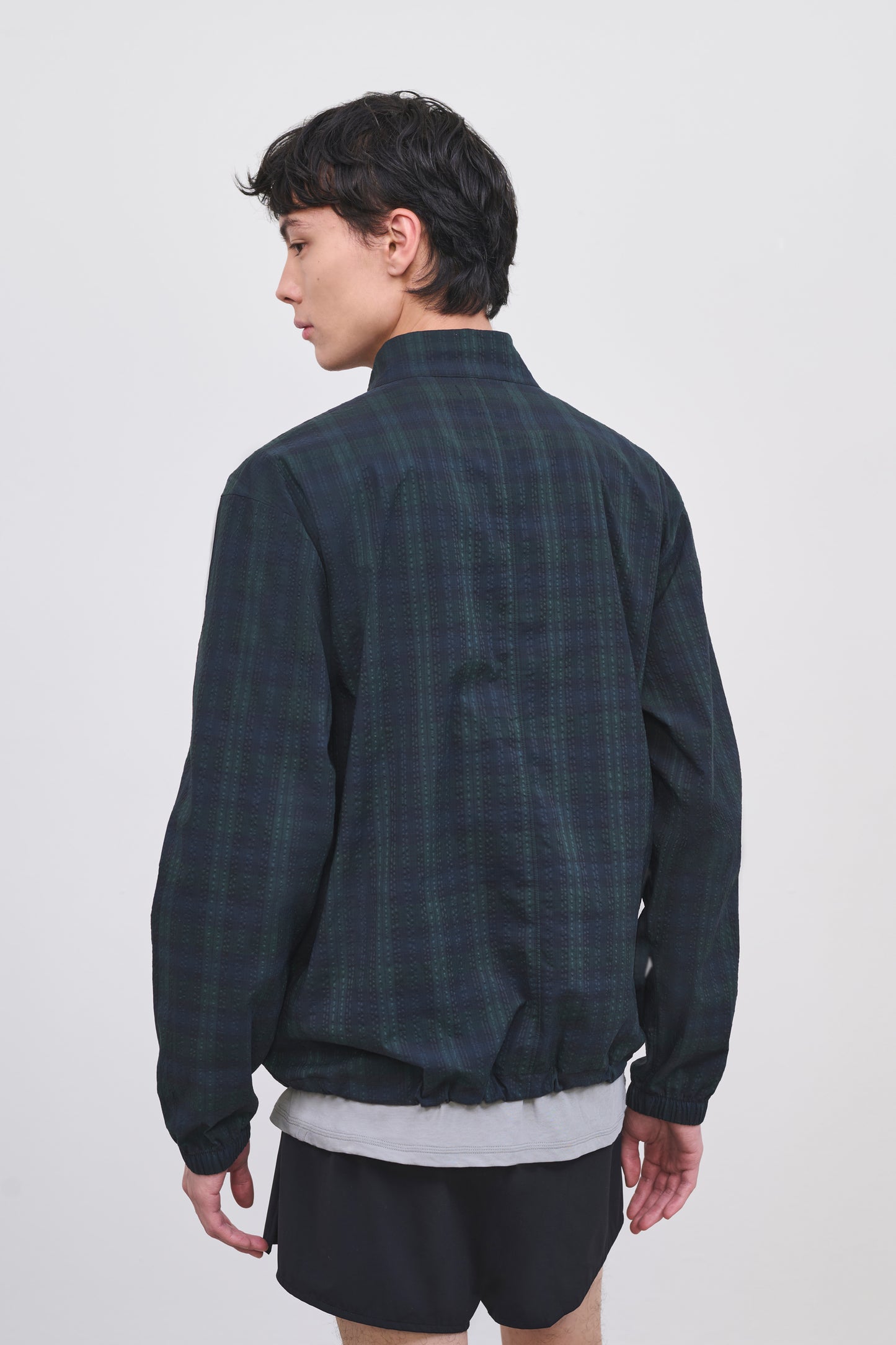Literary Sport | Mens Long Sleeve Half Zip Running Jacket - Anton Jacket in Green Blackwatch Tartan