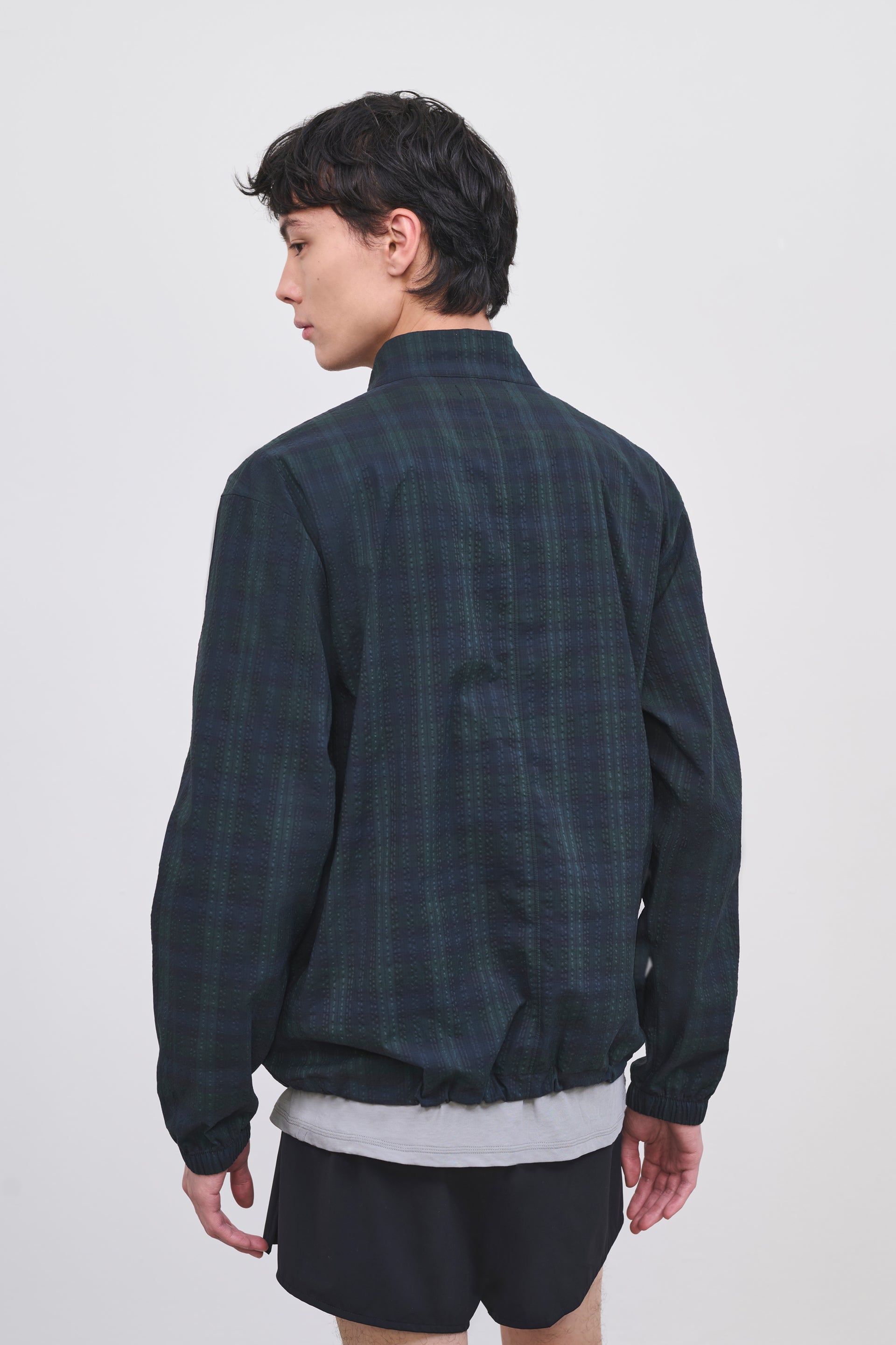 Literary Sport | Mens Long Sleeve Half Zip Running Jacket - Anton Jacket in Green Blackwatch Tartan