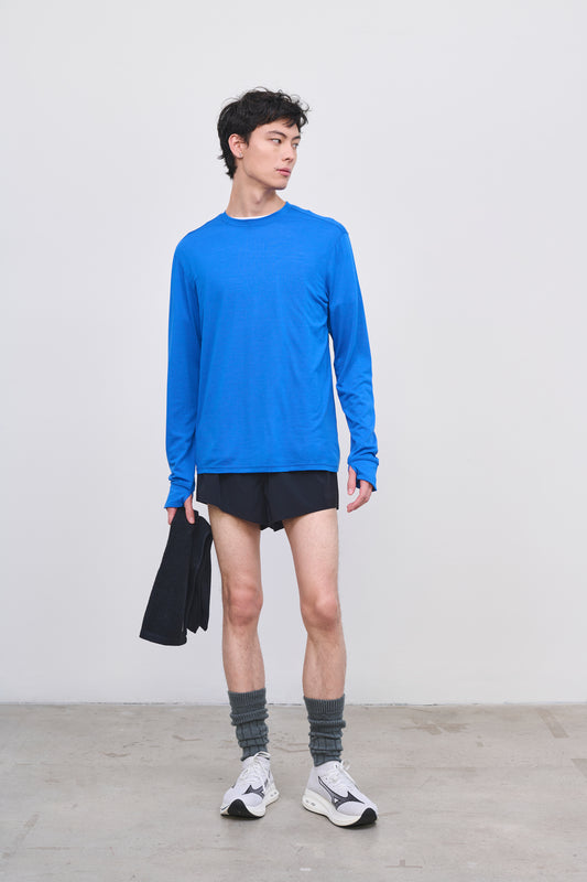 Literary Sport | Frank Mens Long Sleeve Running T-Shirt - Lapis
