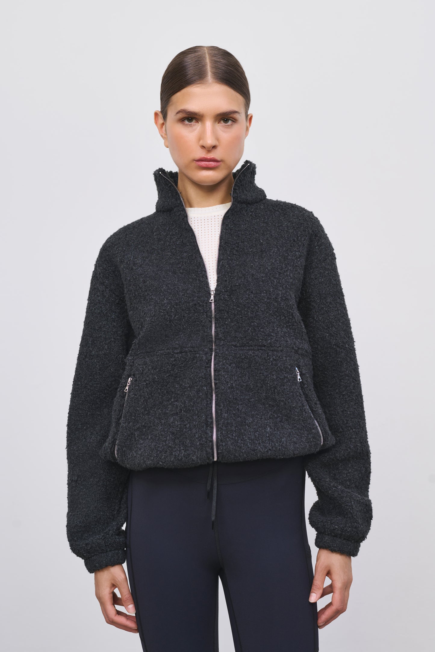Literary Sport | Women's Full-Zip Wooly Fleece Jacket - Grace Fleece Jacket in Charcoal