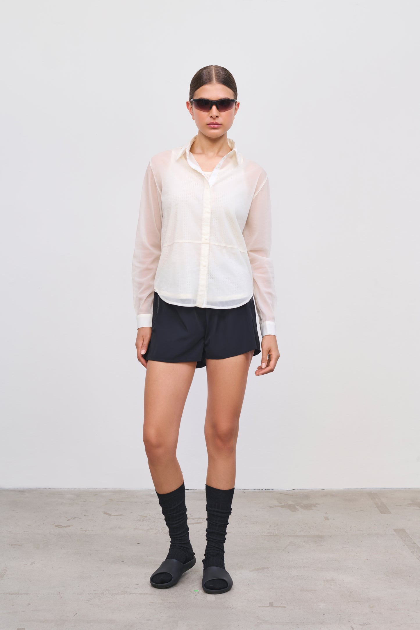Literary Sport | Women's Long Sleeve Button-Up Running Shirt - Hana Shirt in White