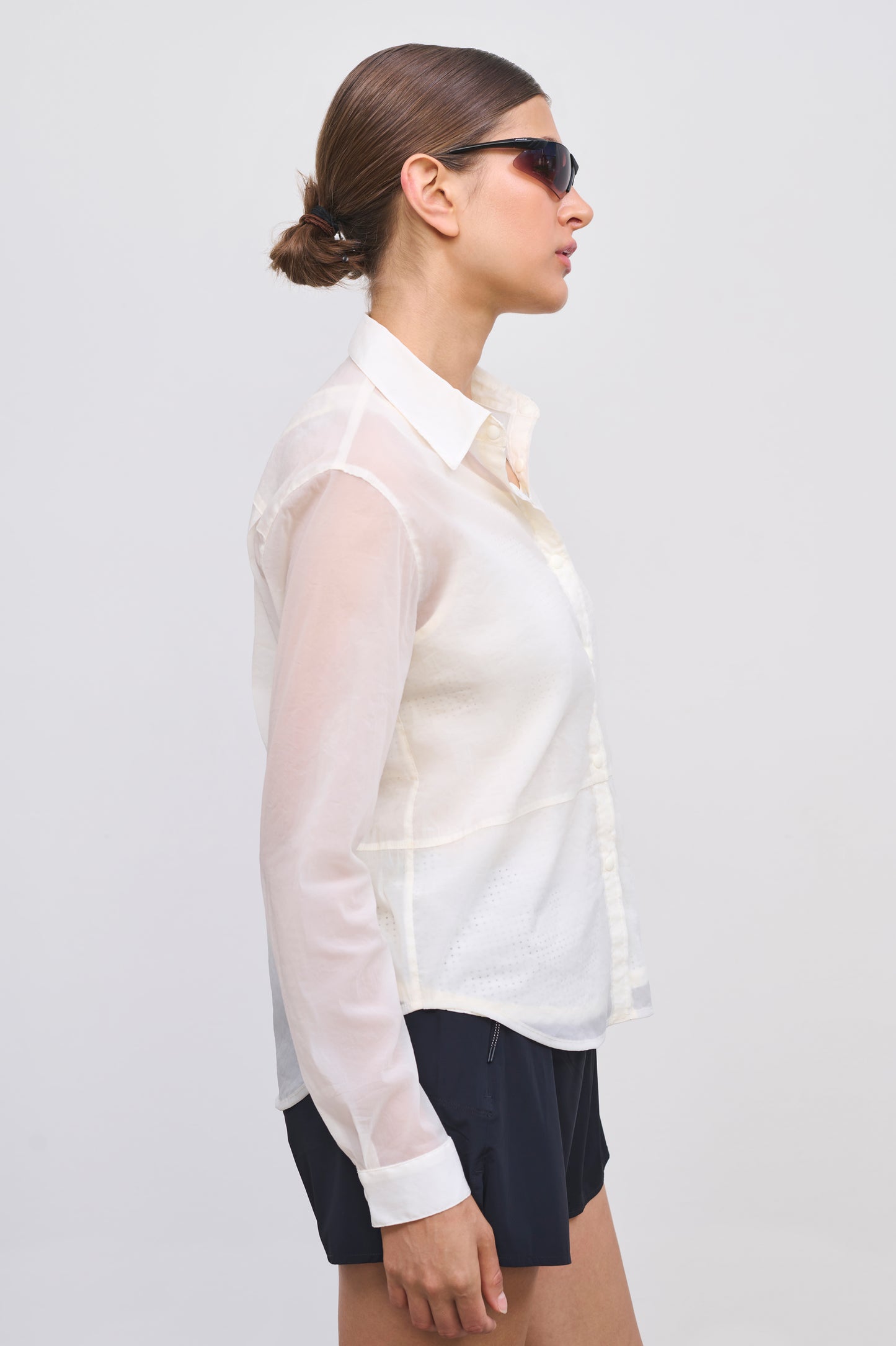 Literary Sport | Women's Long Sleeve Button-Up Running Shirt - Hana Shirt in White