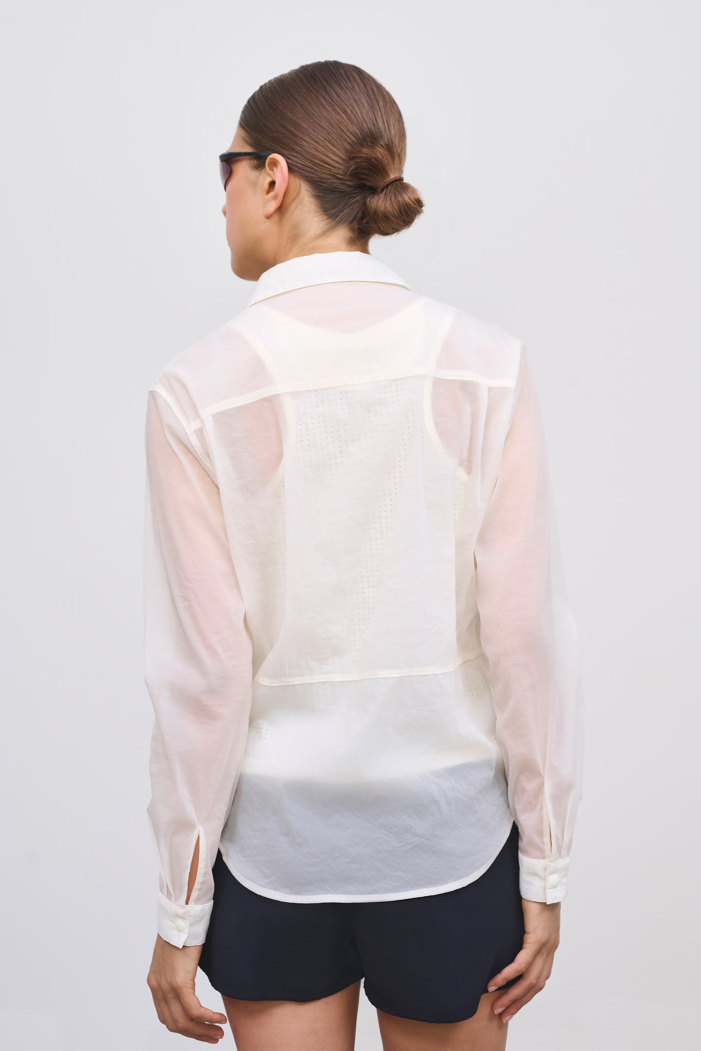 Literary Sport | Women's Long Sleeve Button-Up Running Shirt - Hana Shirt in White