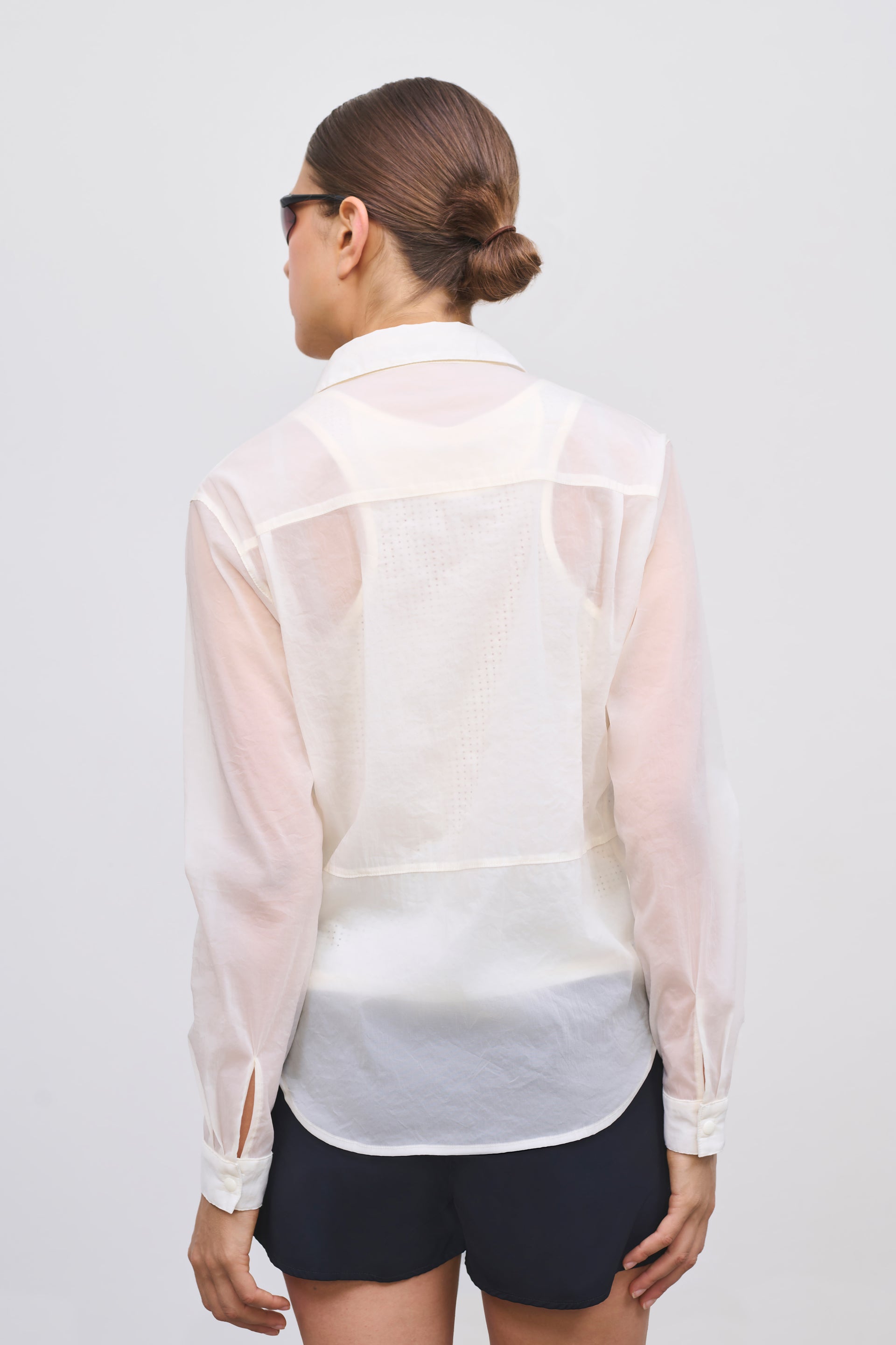 Literary Sport | Women's Long Sleeve Button-Up Running Shirt - Hana Shirt in White