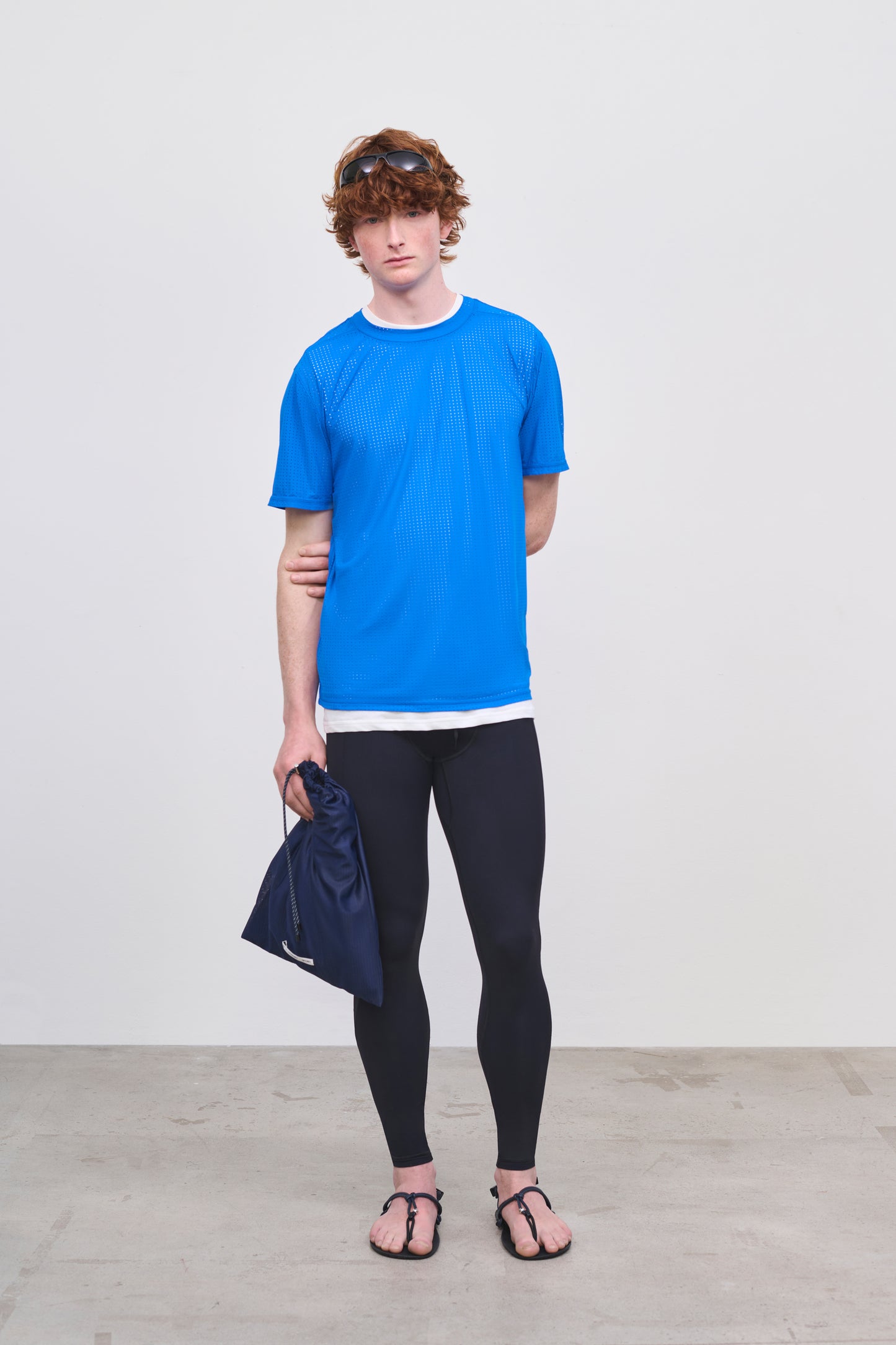 Literary Sport | Mens James Perforated Running T-Shirt in Lapis