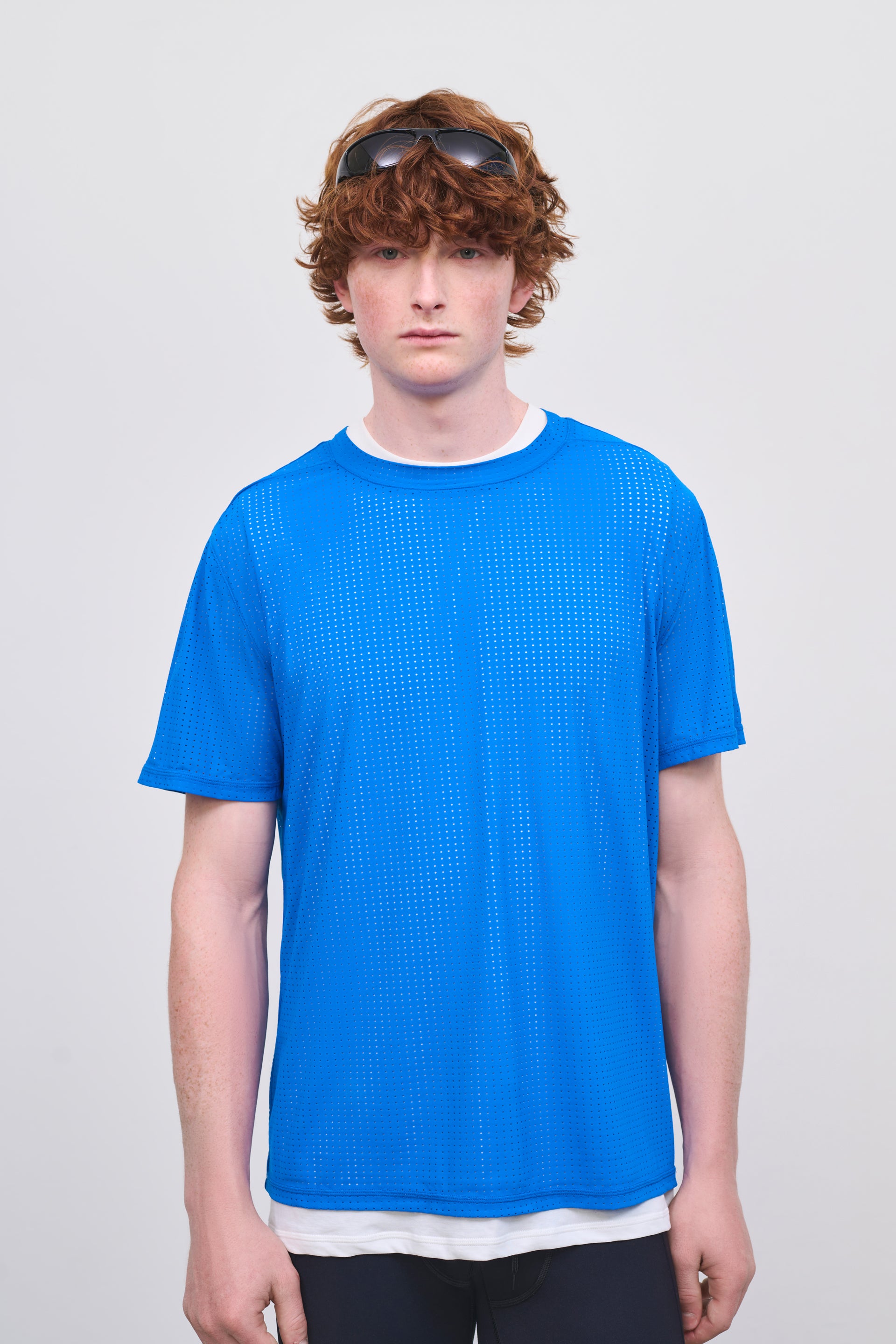 Literary Sport | Mens James Perforated Running T-Shirt in Lapis