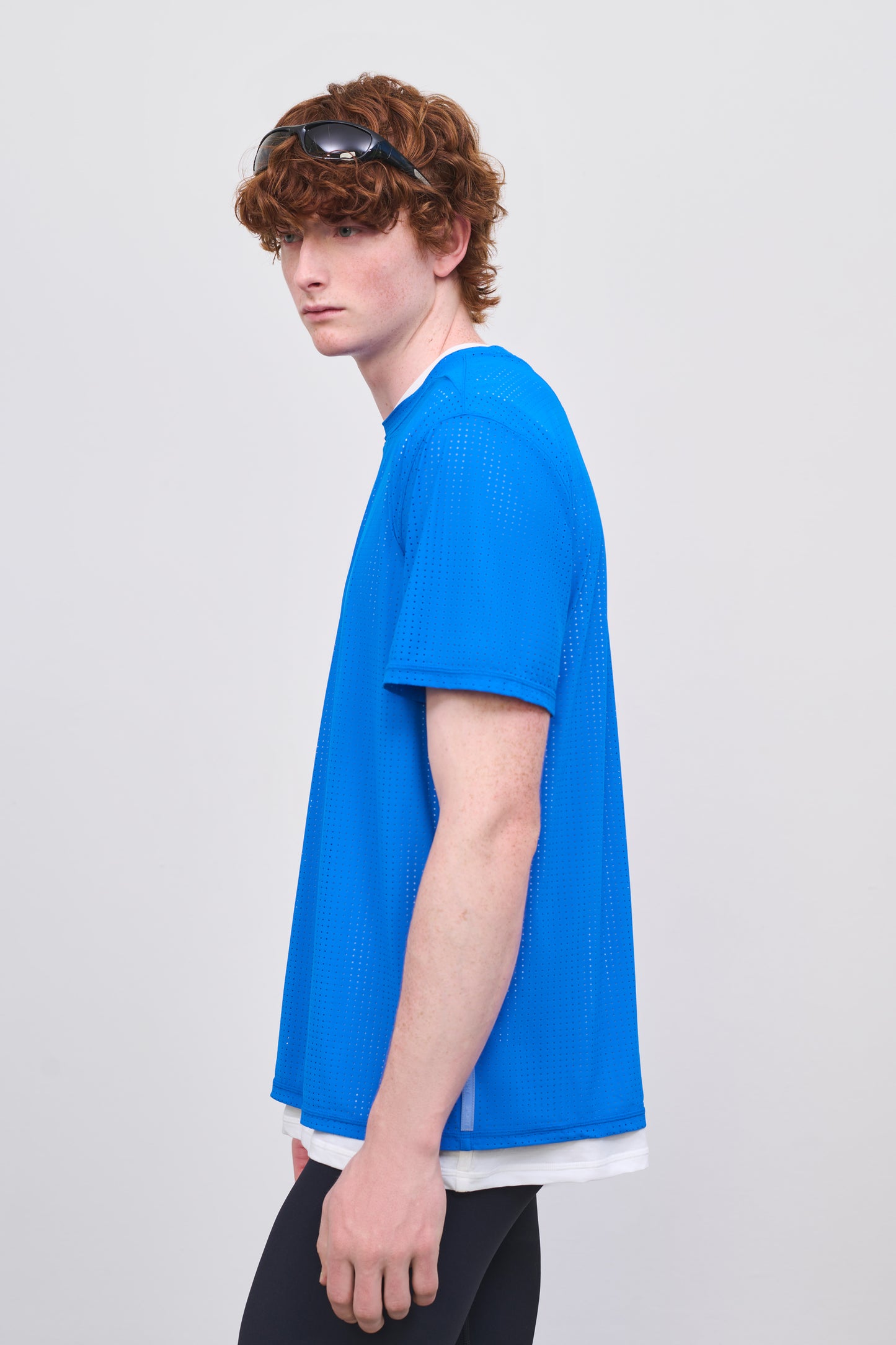 Literary Sport | Mens James Perforated Running T-Shirt in Lapis
