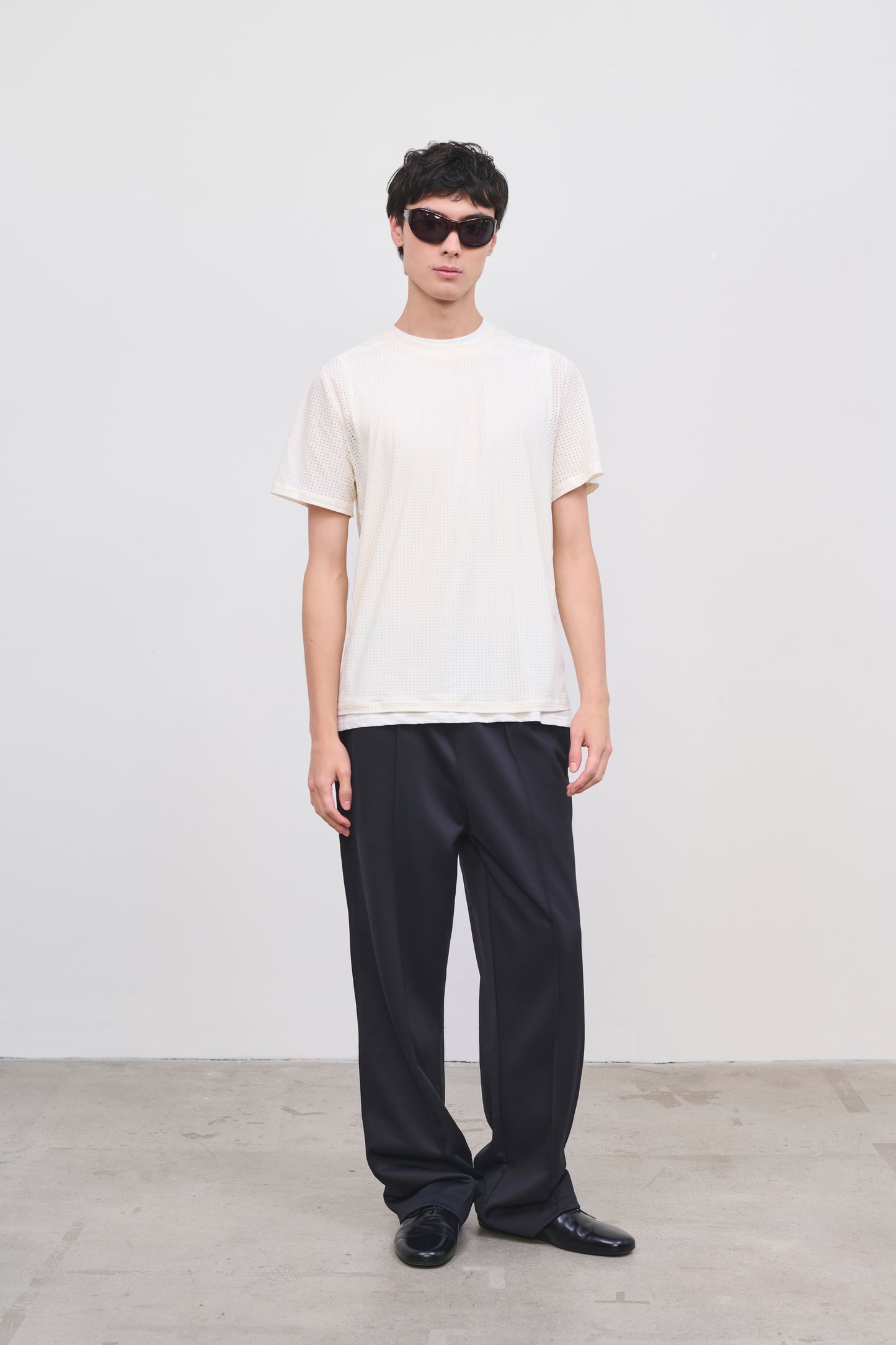 Literary Sport | Mens James Perforated Running T-Shirt in Bone