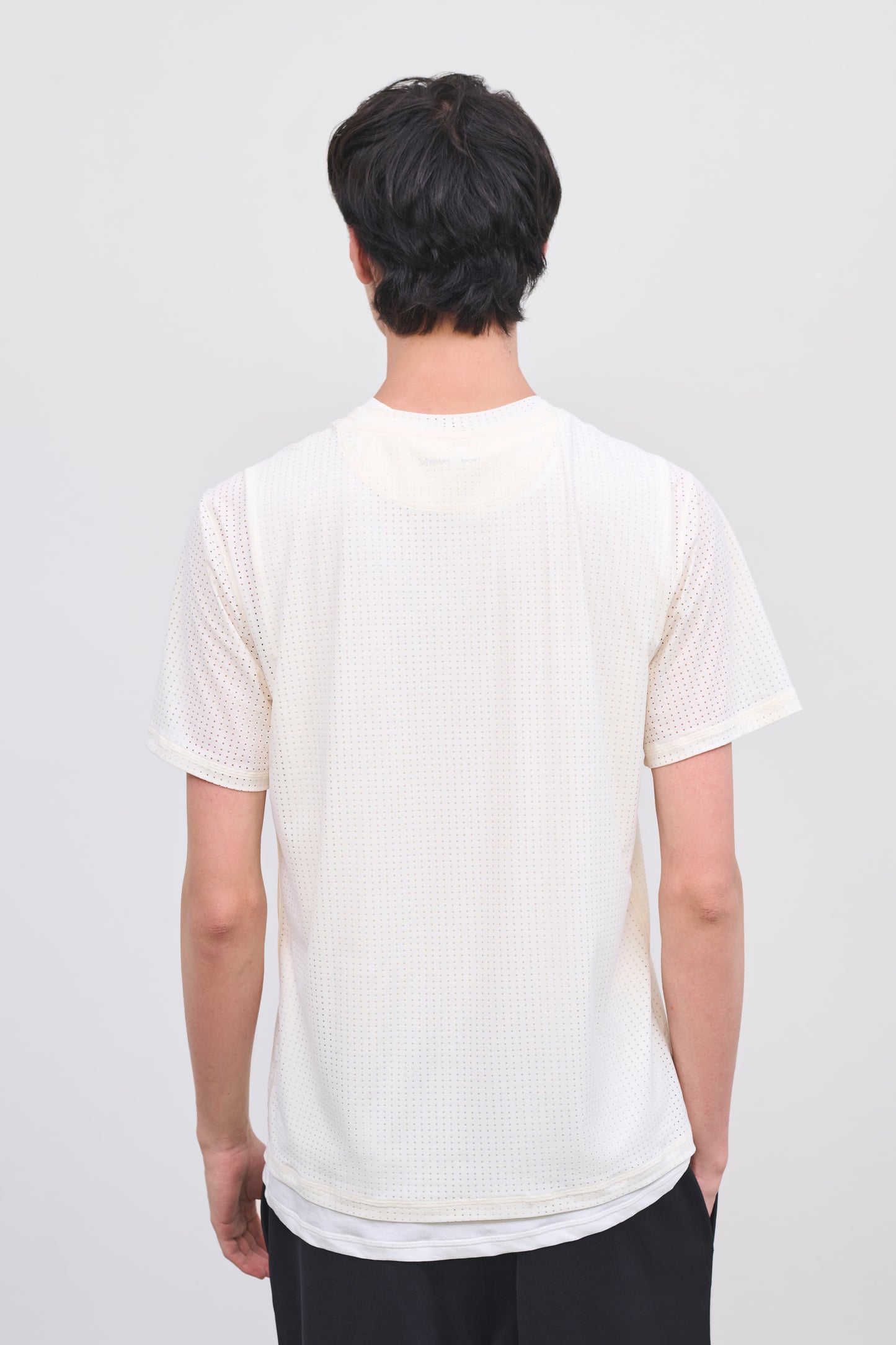Literary Sport | Mens James Perforated Running T-Shirt in Bone
