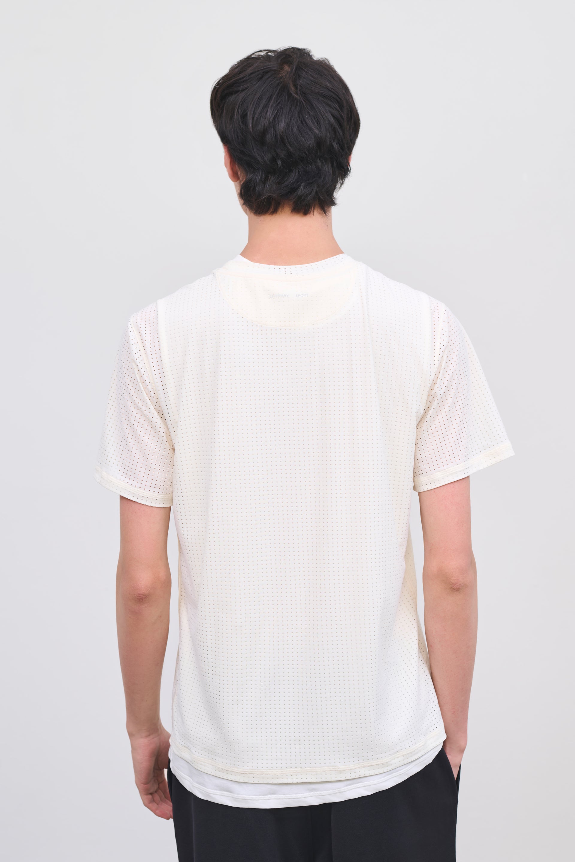 Literary Sport | Mens James Perforated Running T-Shirt in Bone