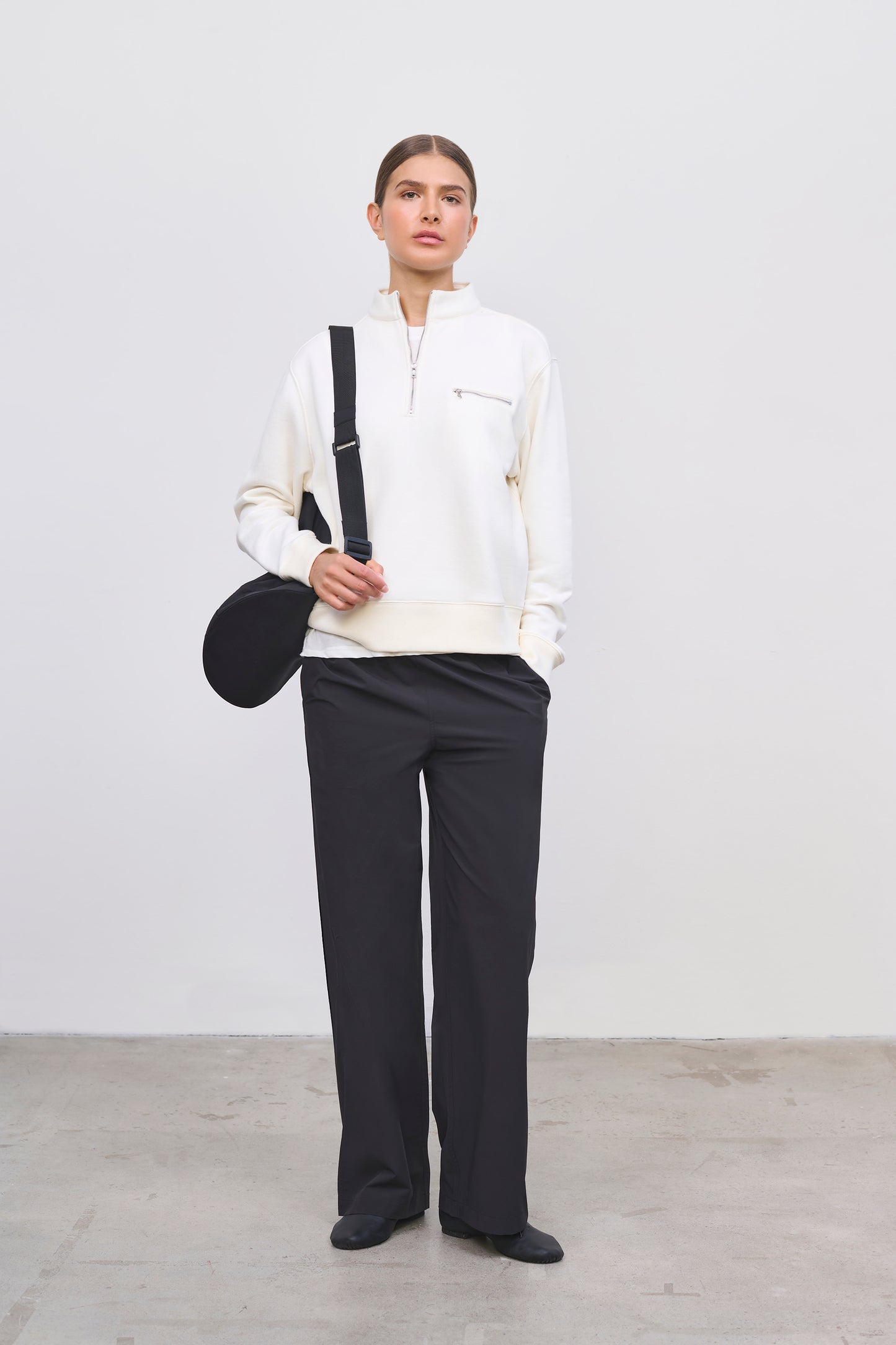 Literary Sport | Jane Womens Long Sleeve Quarter Zip Sweatshirt - Natural White