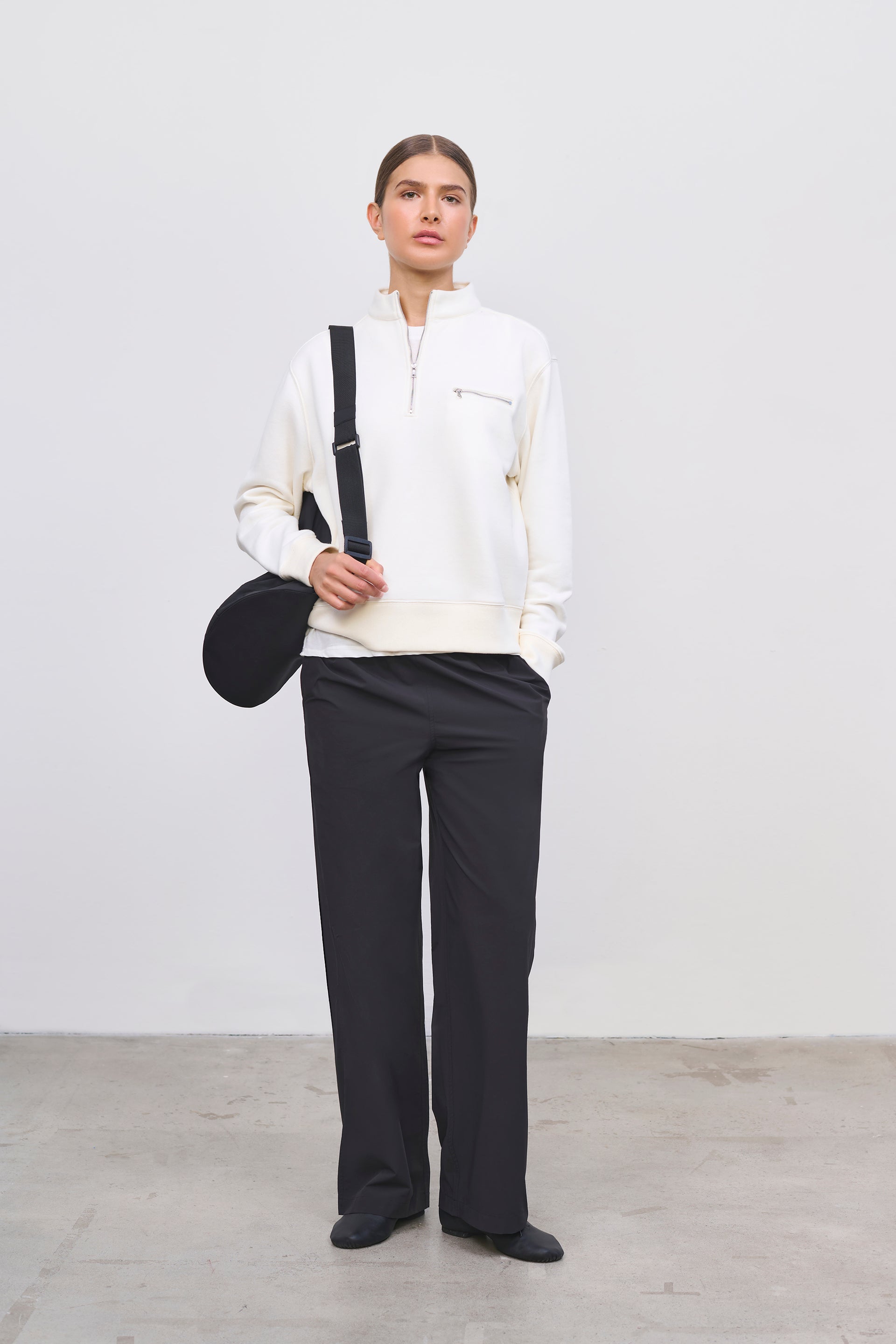 Literary Sport | Jane Womens Long Sleeve Quarter Zip Sweatshirt - Natural White