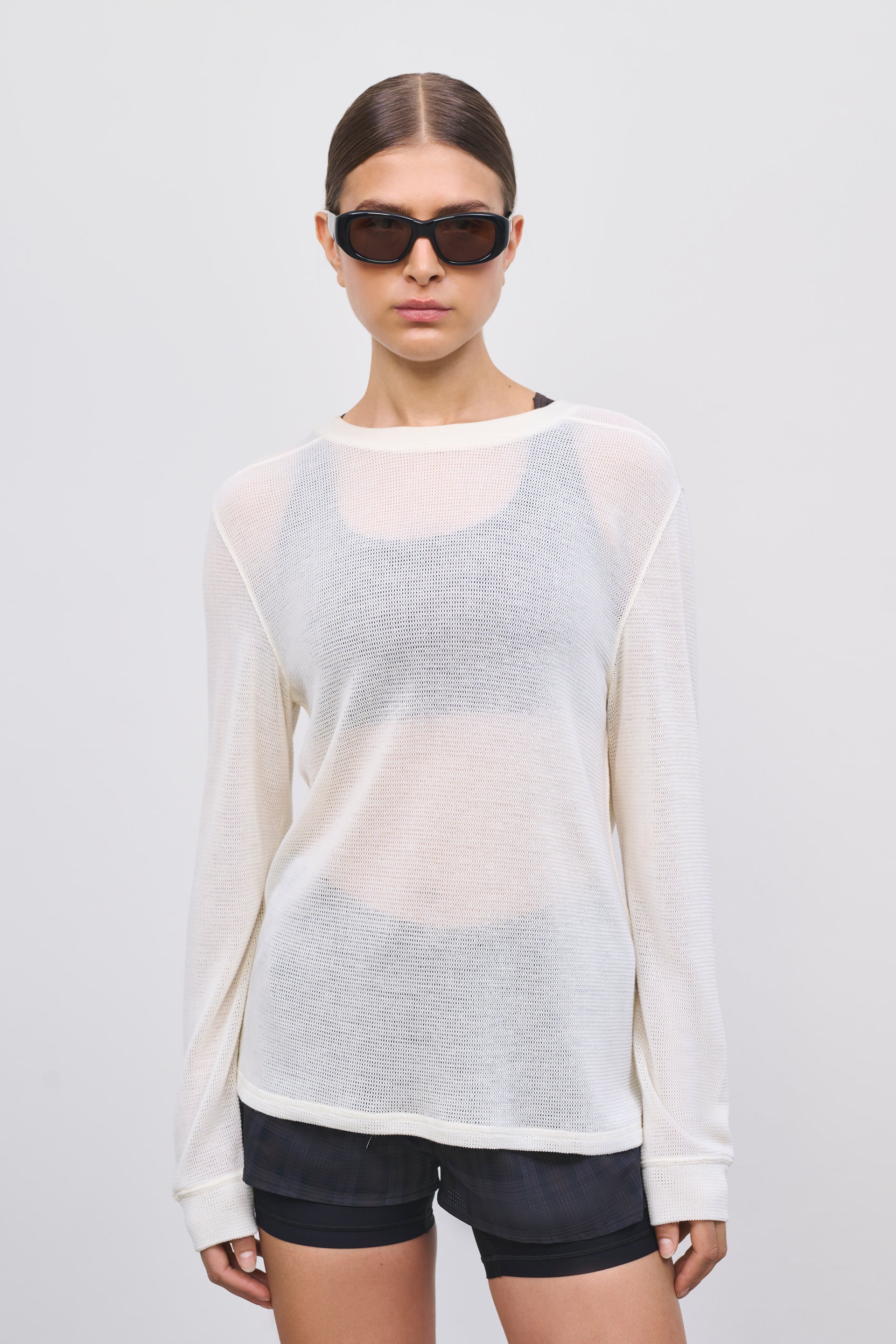 Literary Sport | Women's Long Sleeve Running T-Shirt in Merino Mesh - Joy Long Sleeve T-Shirt in Natural