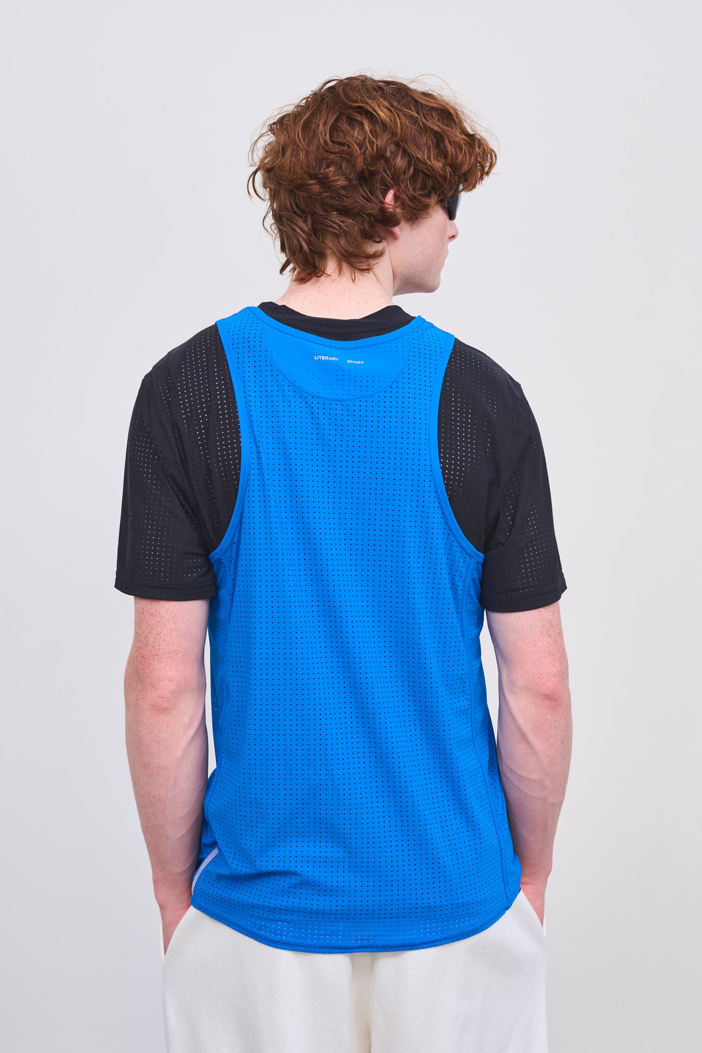 Literary Sport | Jude Mens Perforated Running Tank - Lapis
