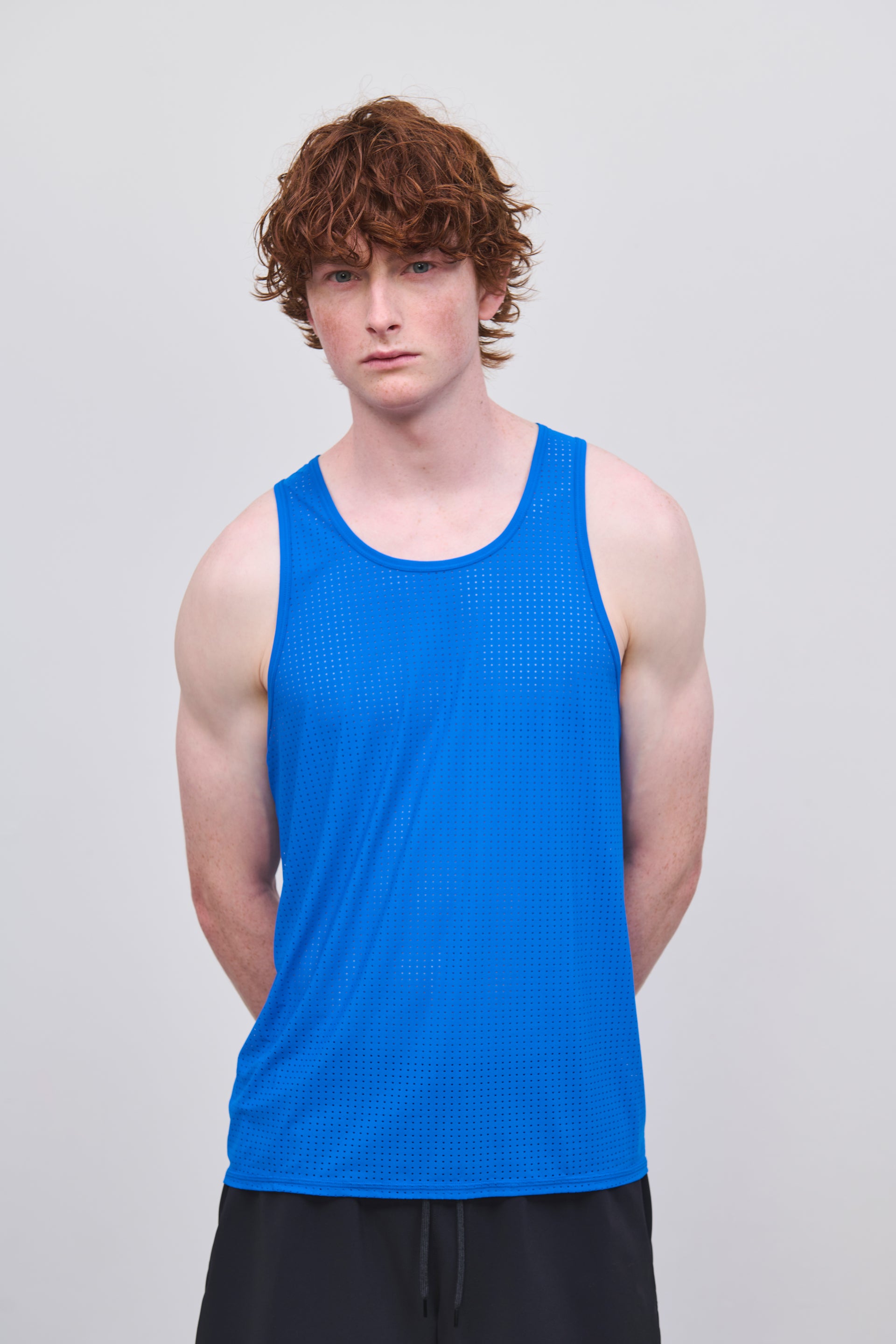 Literary Sport | Jude Mens Perforated Running Tank - Lapis