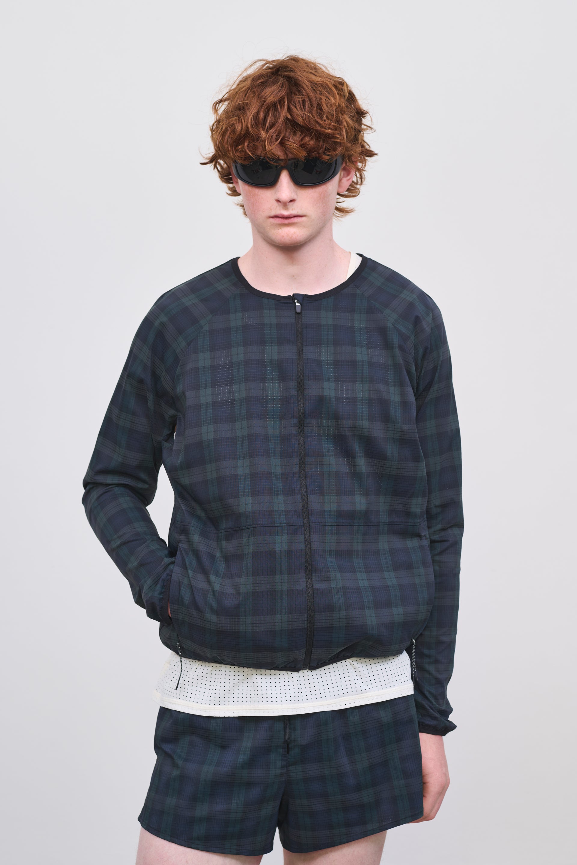 Literary Sport | Men's Lightweight Running Jacket - Leo Jacket in Green Blackwatch Tartan