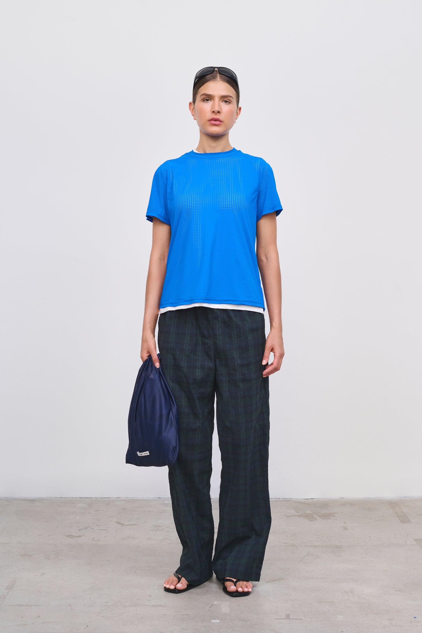 Literary Sport | Womens Magda Perforated Run T-Shirt in Lapis