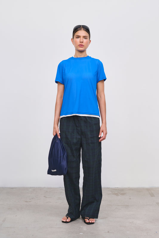 Literary Sport | Womens Magda Perforated Run T-Shirt in Lapis