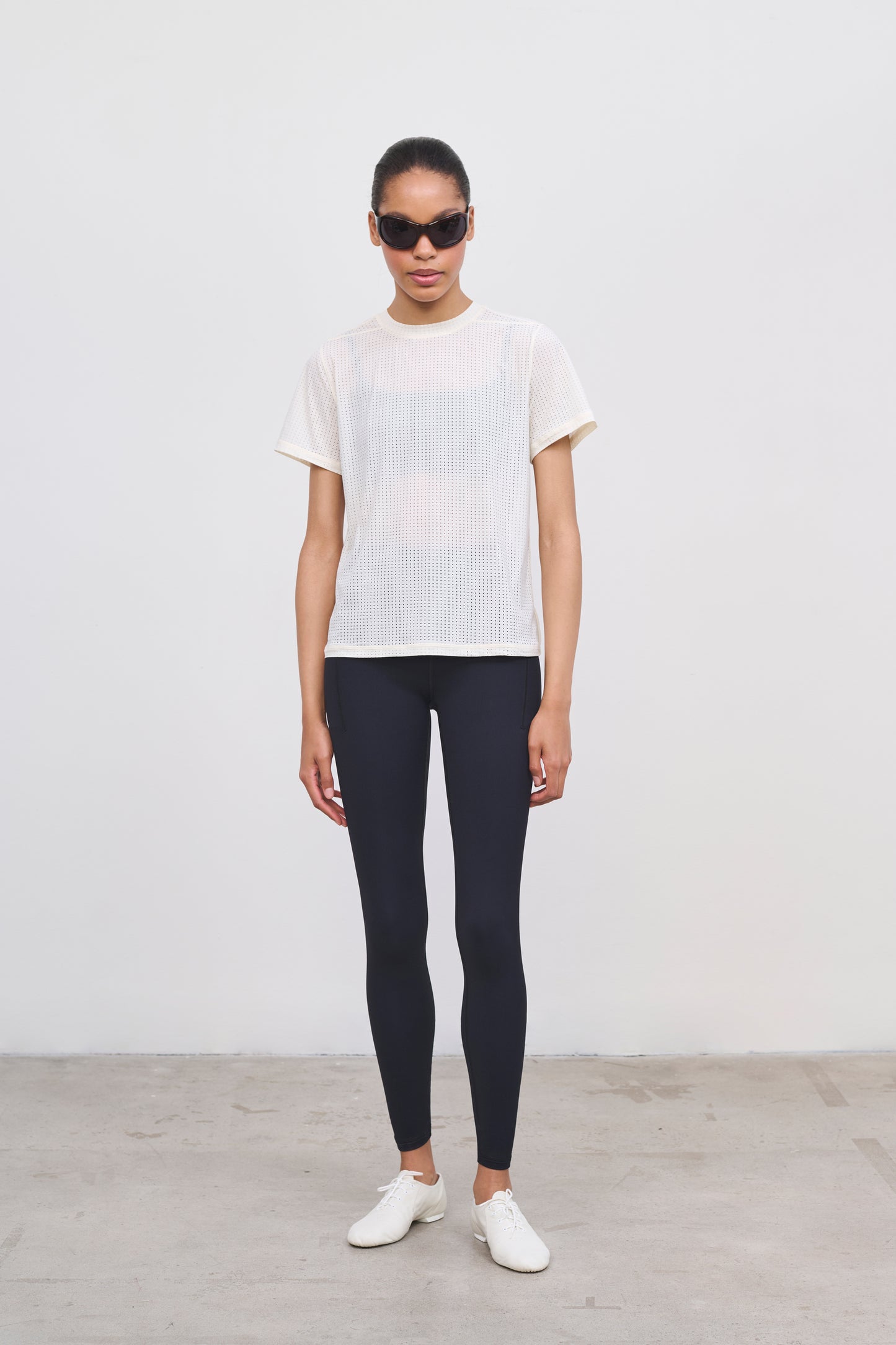 Literary Sport | Womens Magda Perforated Run T-Shirt in Bone