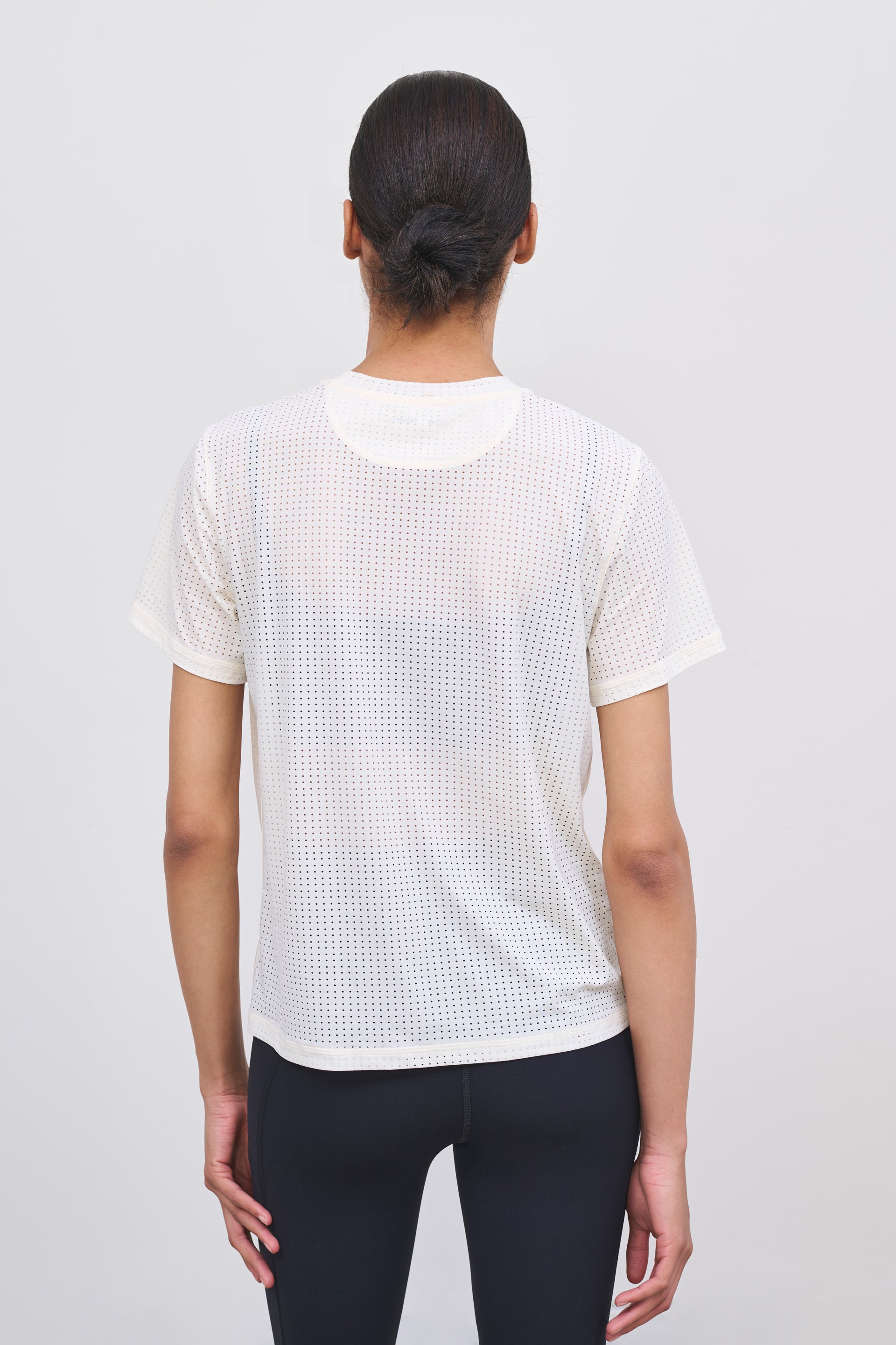 Literary Sport | Womens Magda Perforated Run T-Shirt in Bone