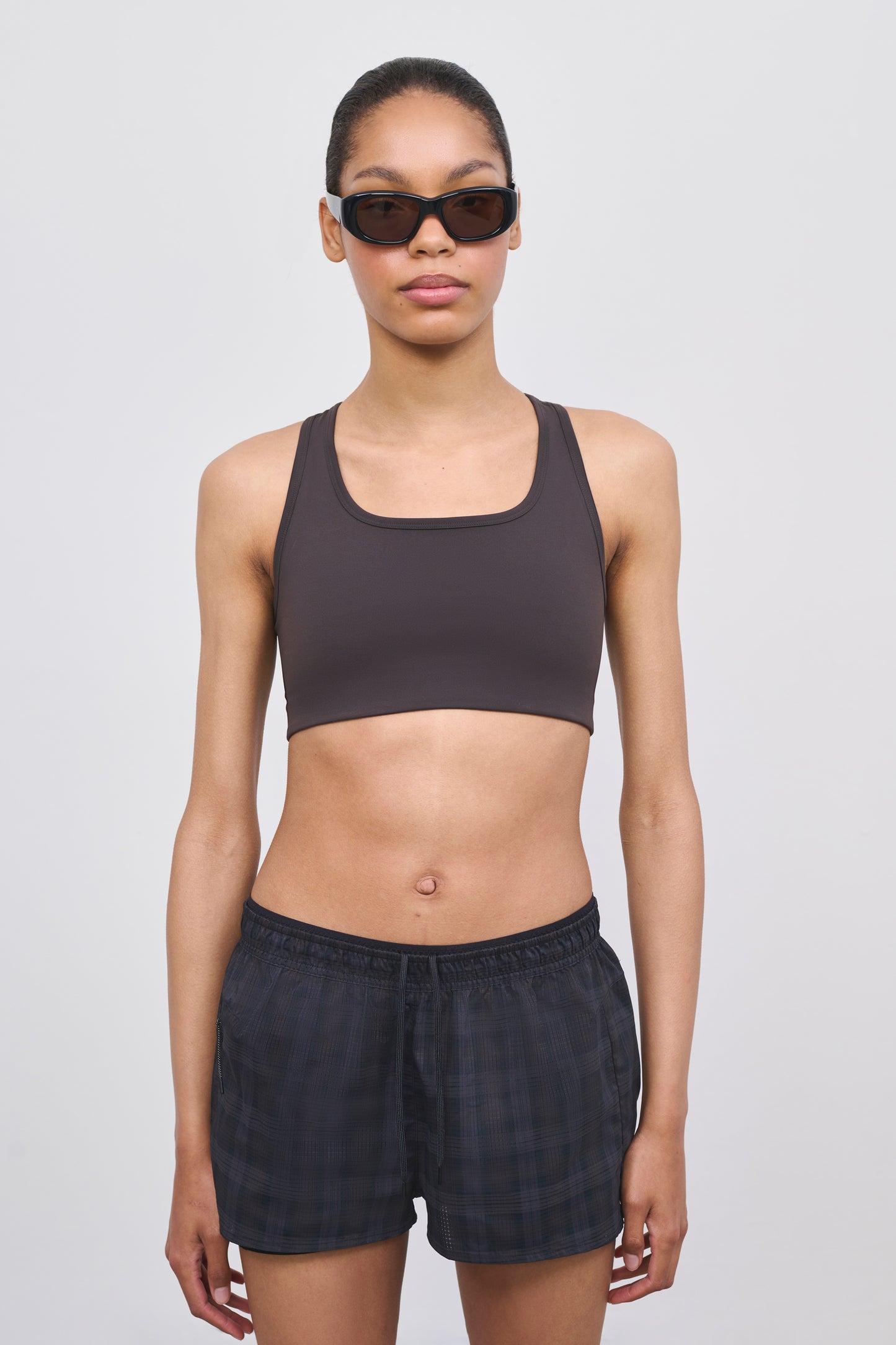 Literary Sport | Women’s Racerback Medium Impact Compressive Sports Bra - Olivia Bra in Ash