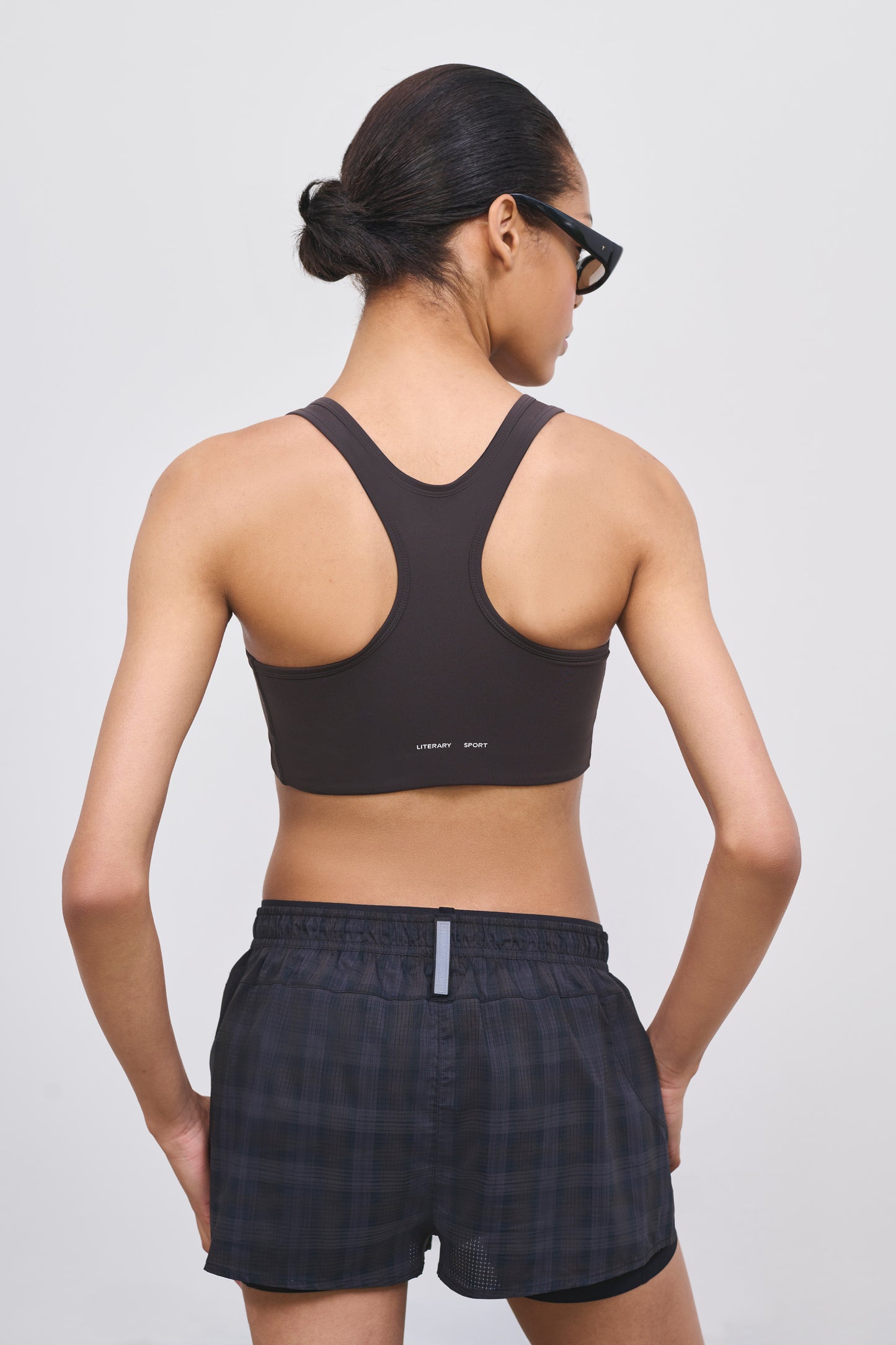 Literary Sport | Women’s Racerback Medium Impact Compressive Sports Bra - Olivia Bra in Ash