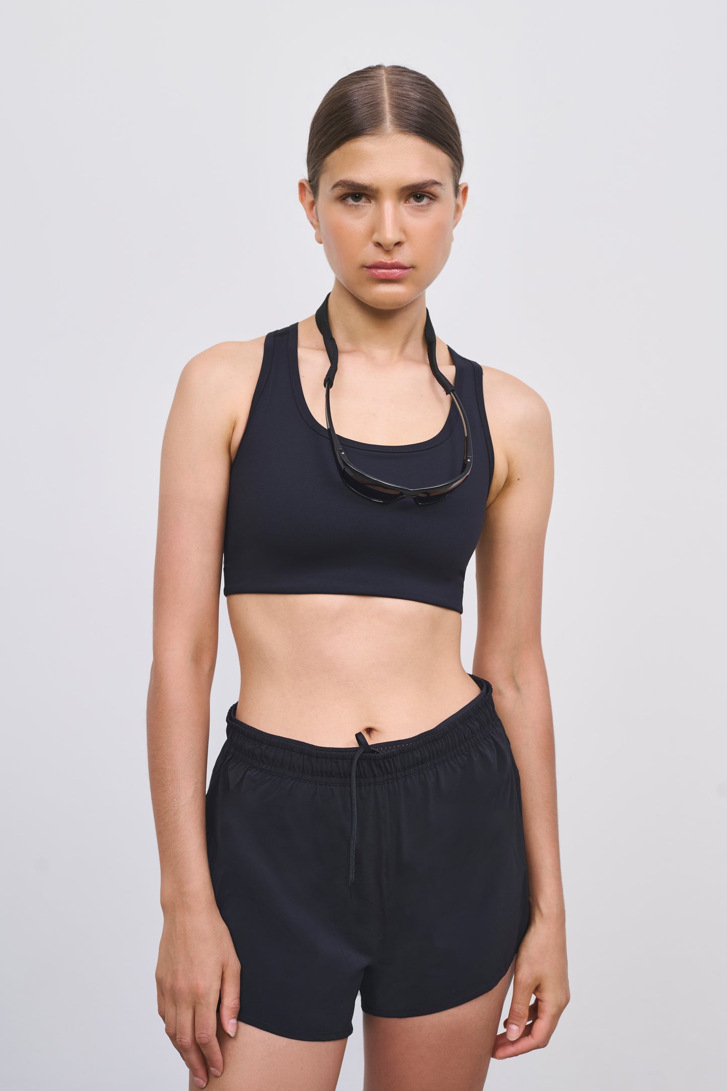 Literary Sport | Women’s Racerback Medium Impact Compressive Sports Bra - Olivia Bra in Black