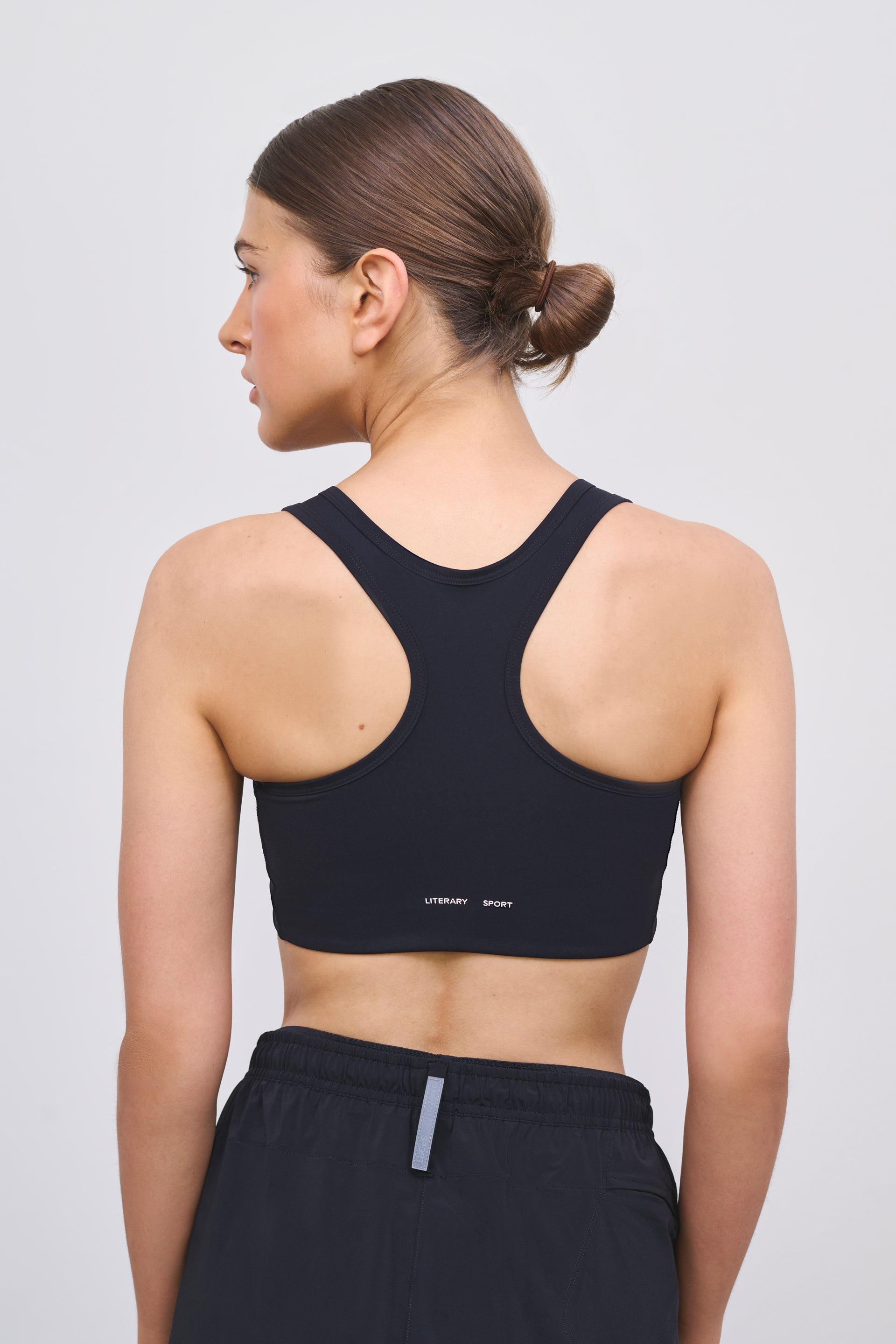 Literary Sport | Women’s Racerback Medium Impact Compressive Sports Bra - Olivia Bra in Black