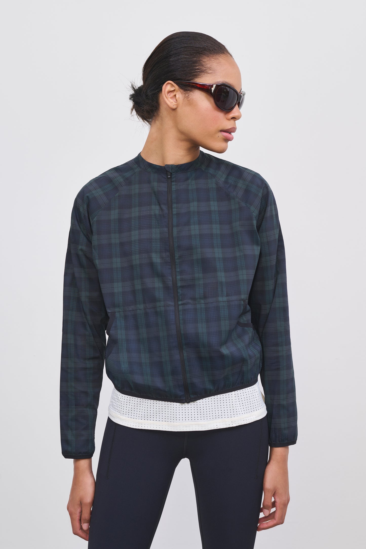 Literary Sport | Womens Lightweight Running Jacket - Tove Jacket in Green Blackwatch Tartan 