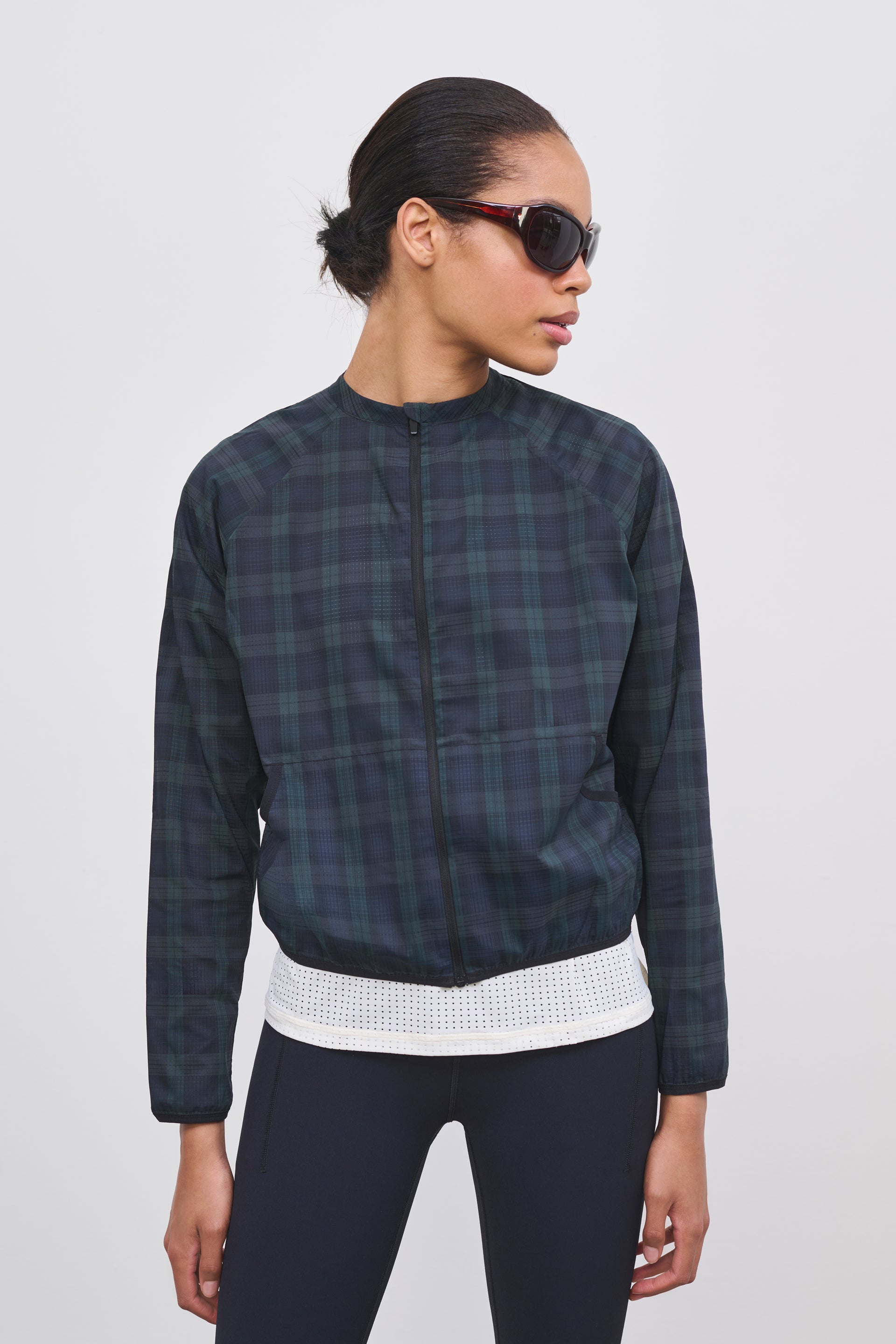 Literary Sport | Womens Lightweight Running Jacket - Tove Jacket in Green Blackwatch Tartan 