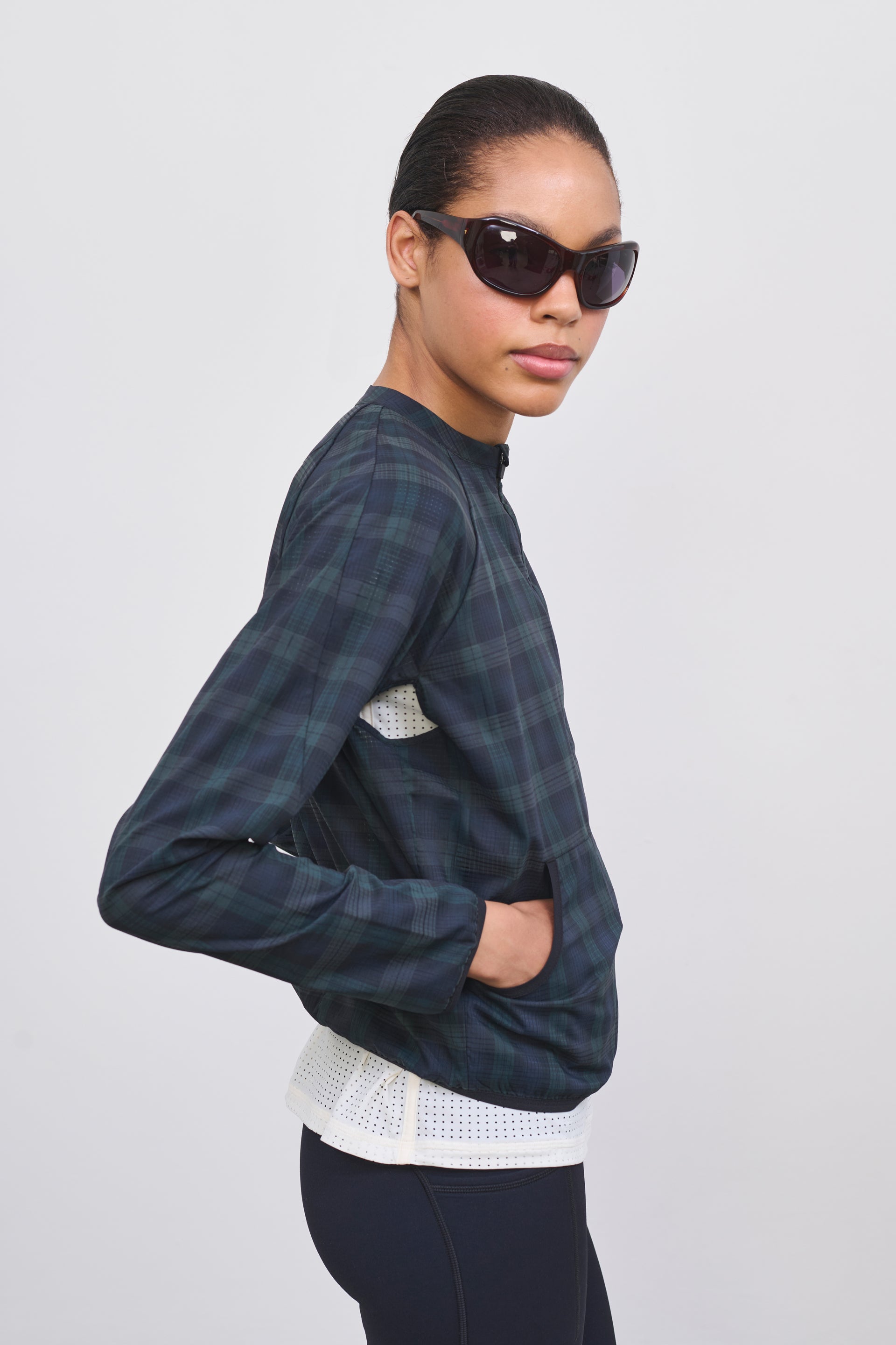 Literary Sport | Womens Lightweight Running Jacket - Tove Jacket in Green Blackwatch Tartan 