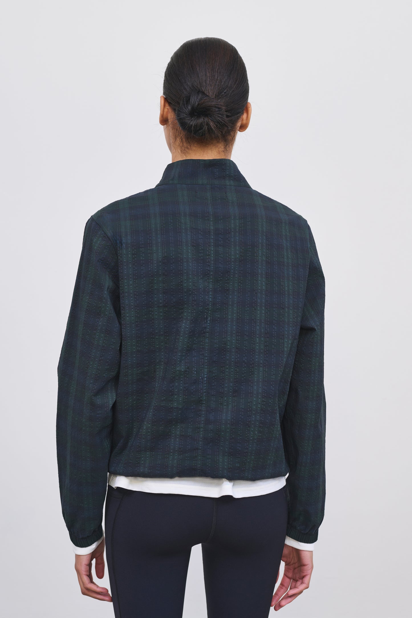 Literary Sport | Women's Long Sleeve Half-Zip Running Jacket - Virgina Half Zip in Green Blackwatch Tartan