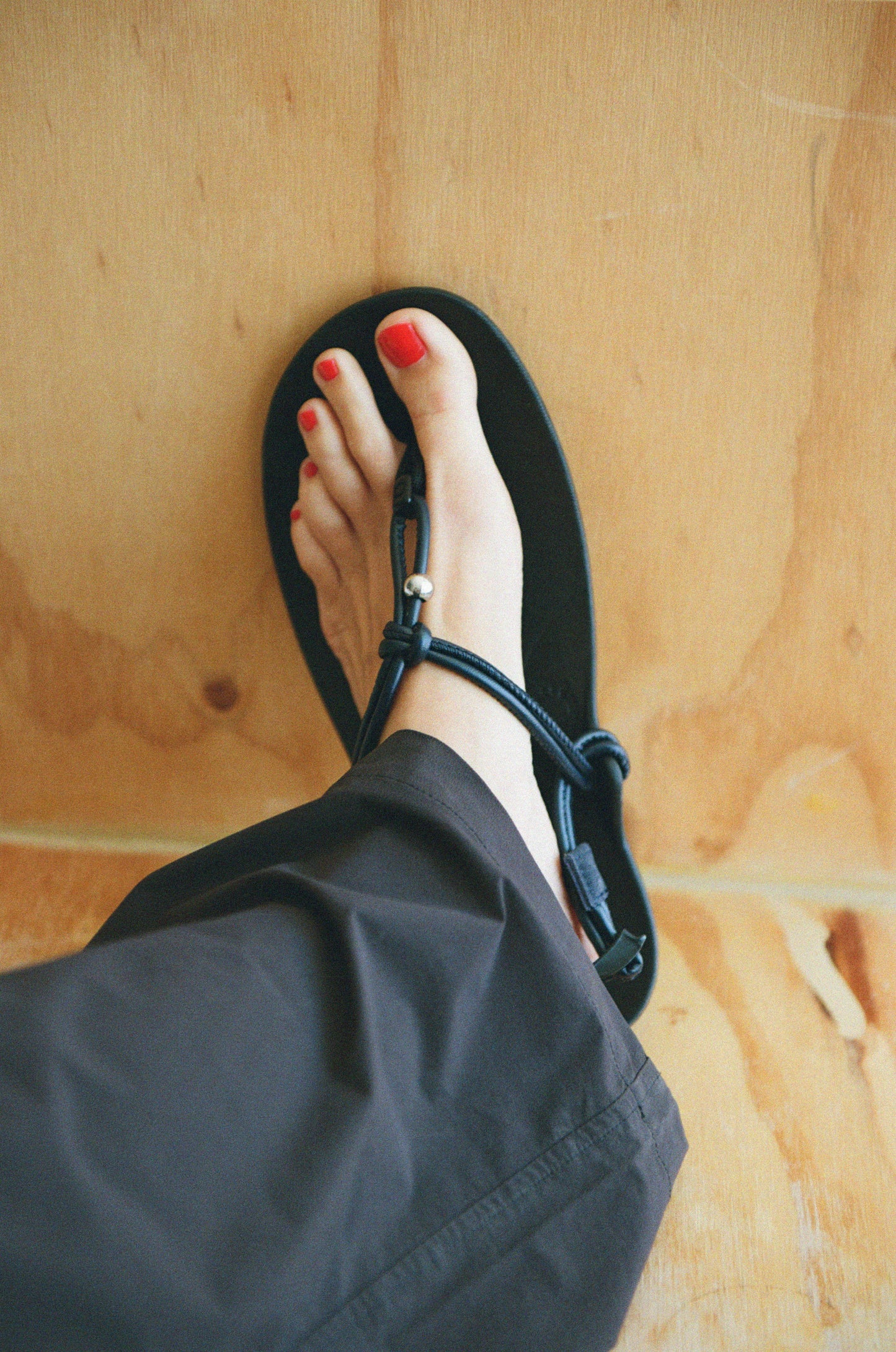 Xero Shoes x Literary Sport Genesis Sandal - Dark Navy Leather Cord and Silver Bead
