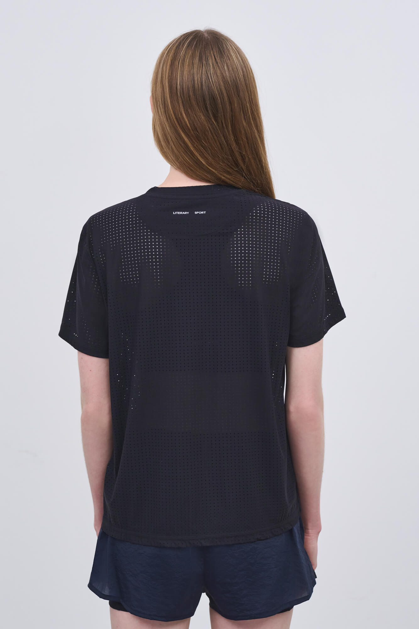 Literary Sport | Womens Magda Perforated Run T-Shirt in Black