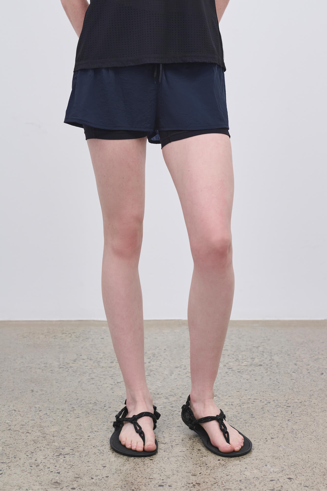 Literary Sport - Womens Joni Running Short with Black Brief - Navy Dark Blue