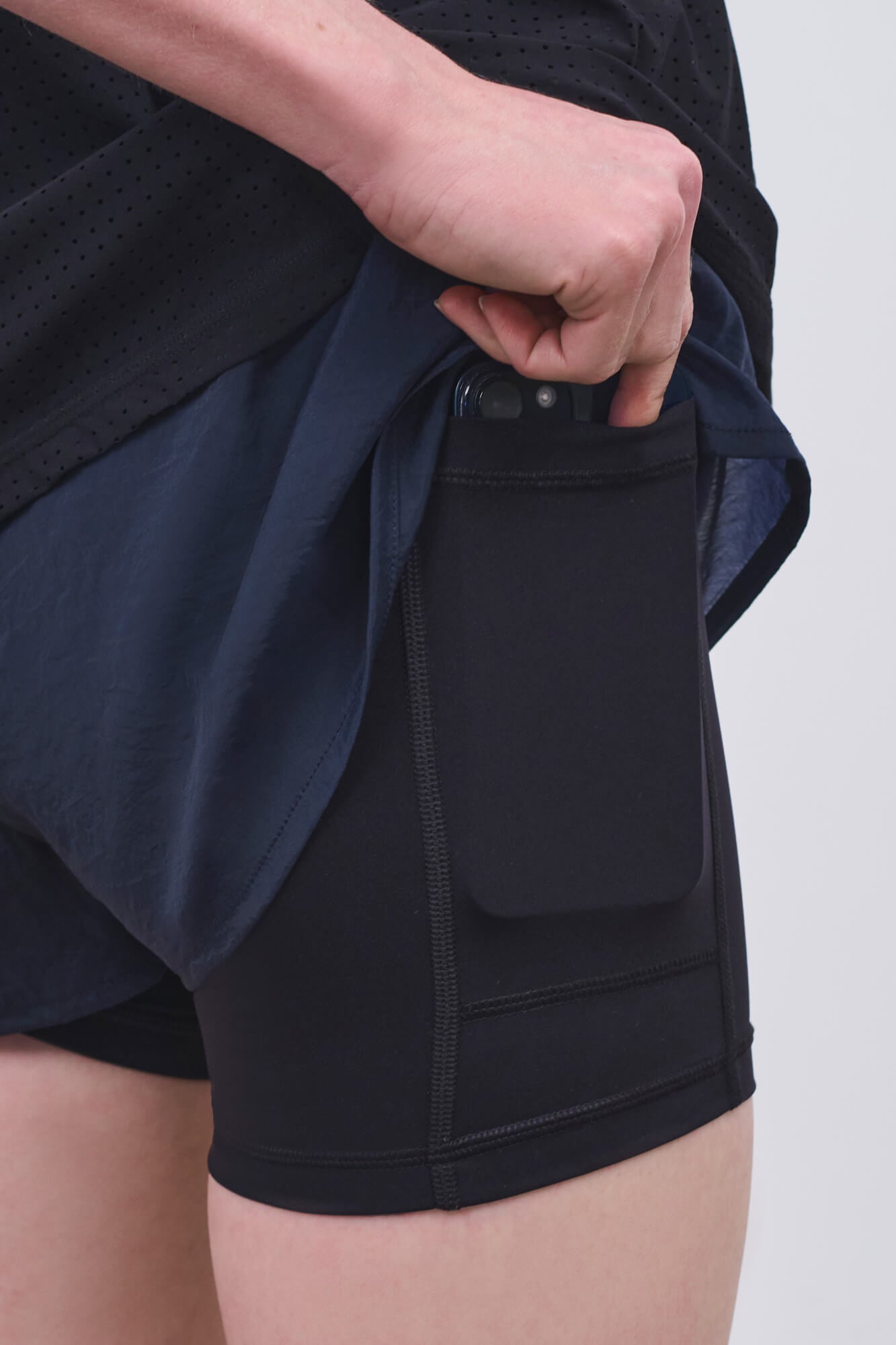 Literary Sport - Womens Joni Running Short with Black Brief - Navy Dark Blue