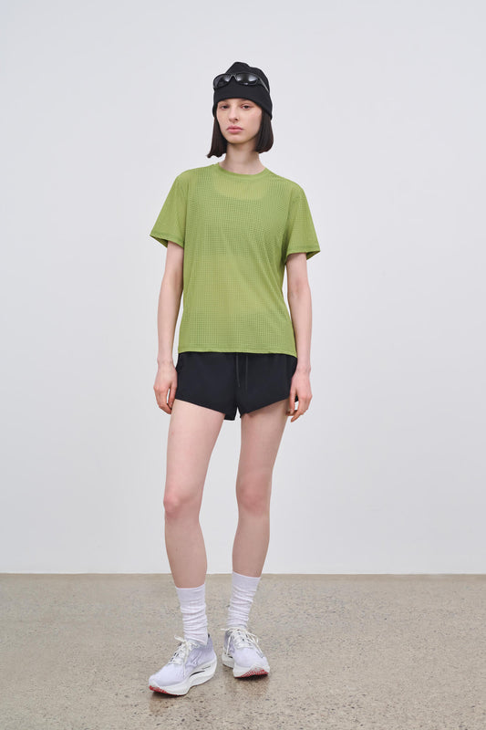 Literary Sport | Womens Magda Perforated Run T-Shirt in Verdant Green