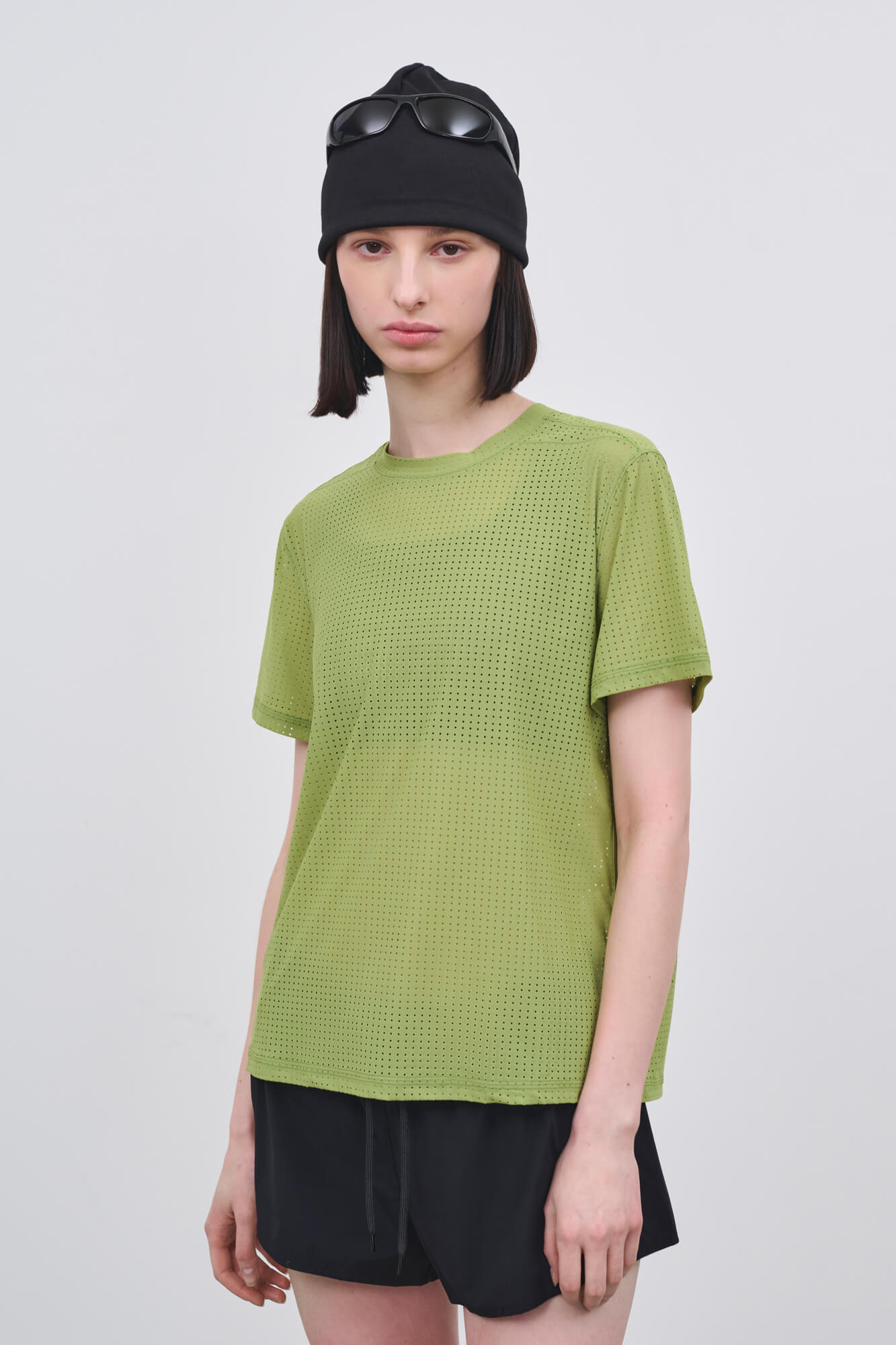 Literary Sport | Womens Magda Perforated Run T-Shirt in Verdant Green