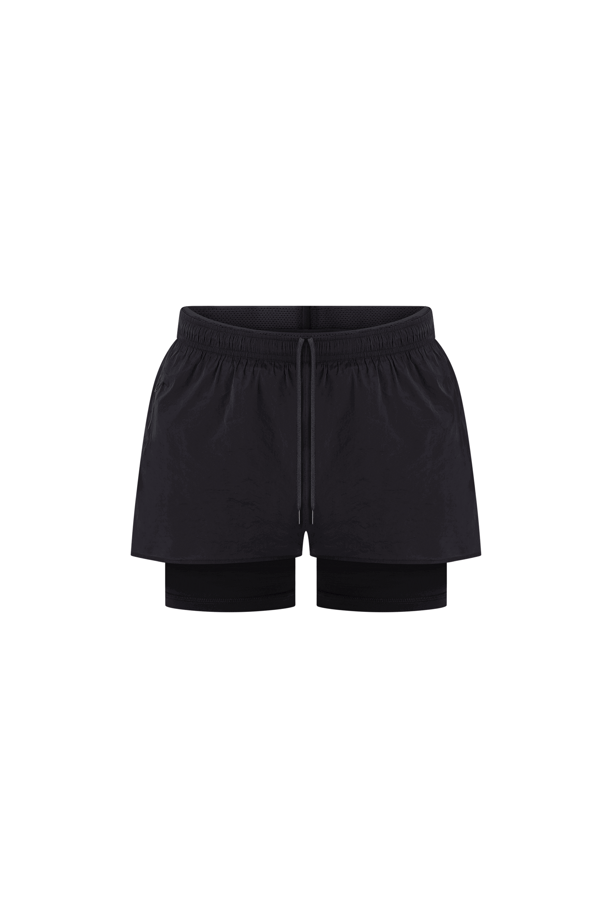 Literary Sport - Mens Myles Run Short with Brief - Black with Black Brief