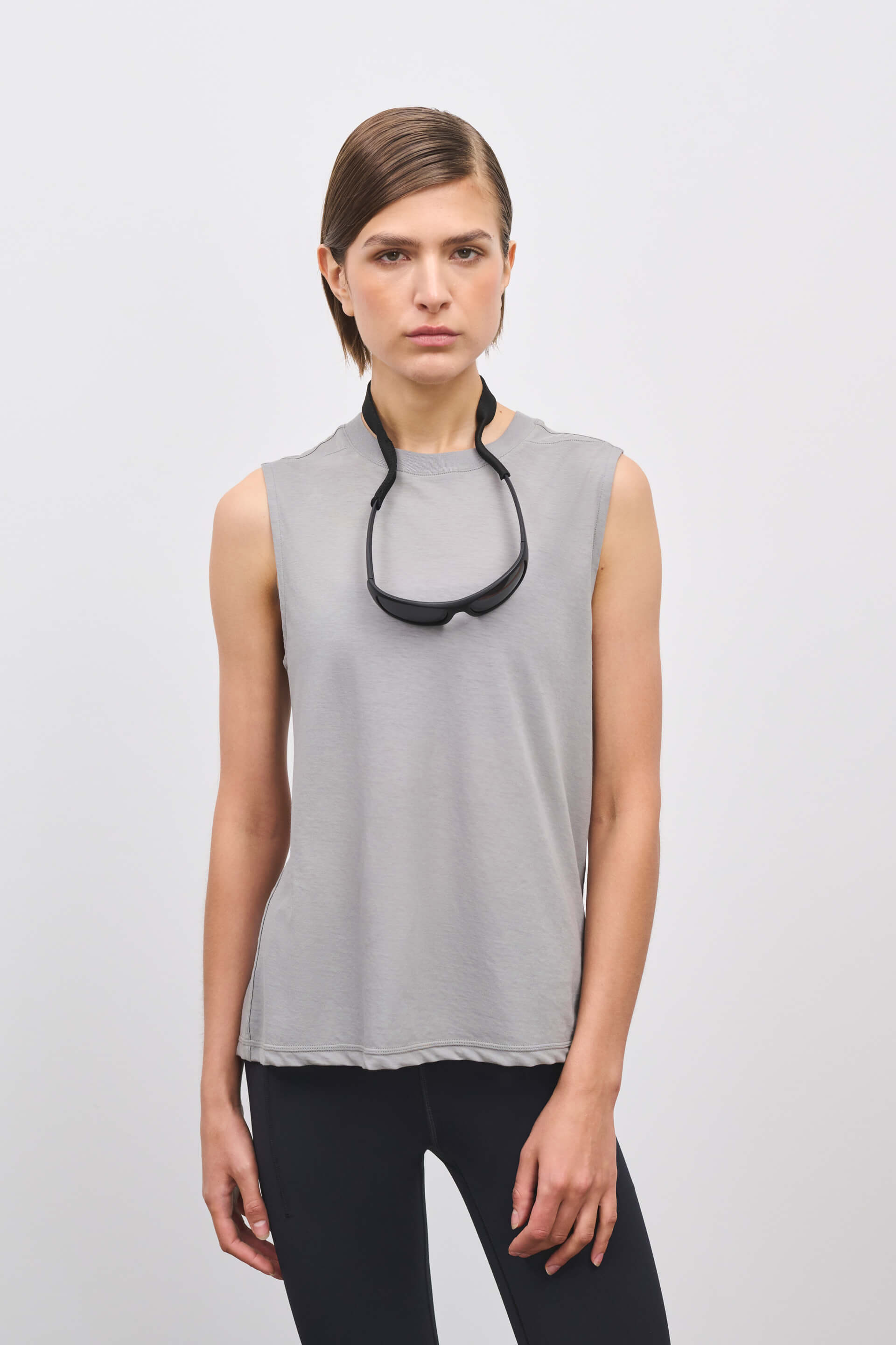 Literary Sport | Naomi Sleeveless Running T-Shirt - Steel Grey
