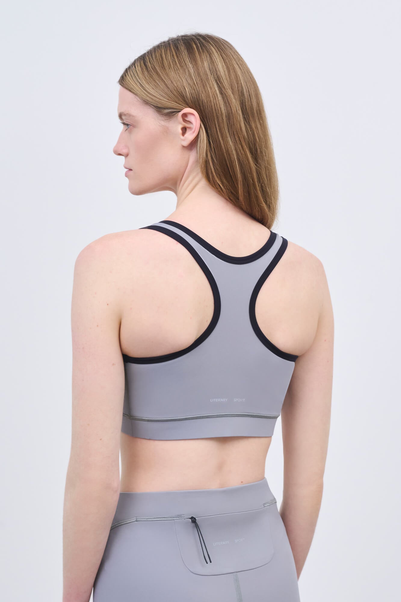 Literary Sport - O'Hara Womens Medium Impact Sports Bra - Steel/Black