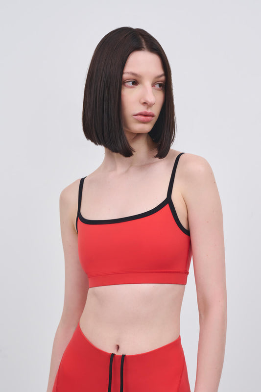Literary Sport | Nora Womens Low Impact Sports Bra - Scarlet/Black